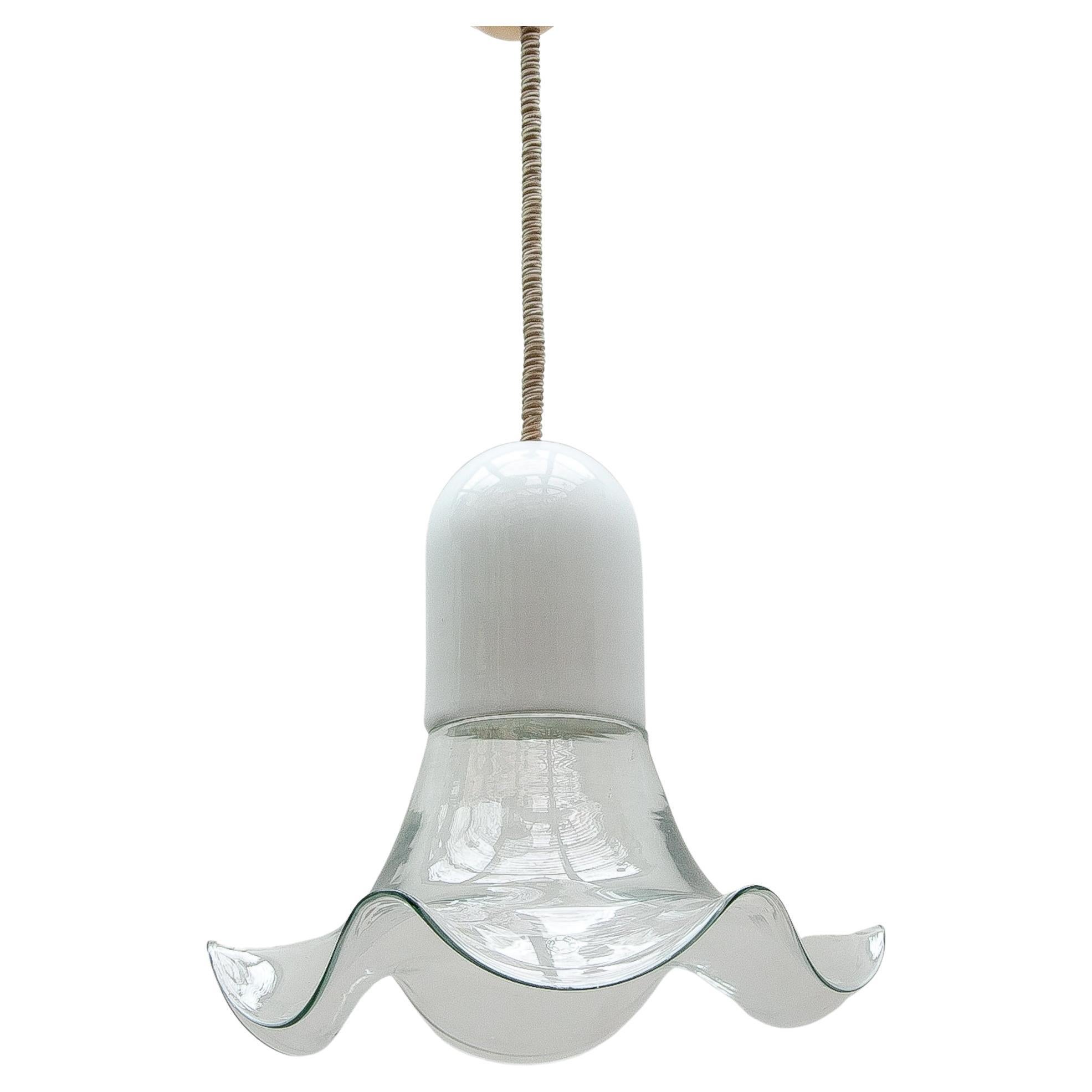 Leucos Clear and Opal Chandelier by Roberto Pamio & Renato Toso, 1970s For Sale