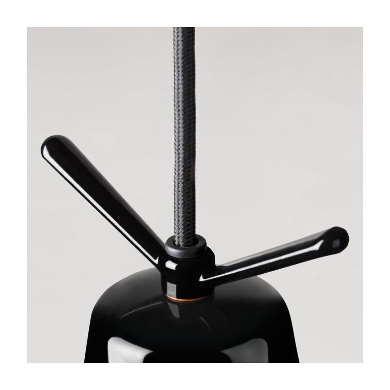 Italian Leucos Clochef S LED Pendant Light in Glossy Black by Massimo Iosa Ghini For Sale