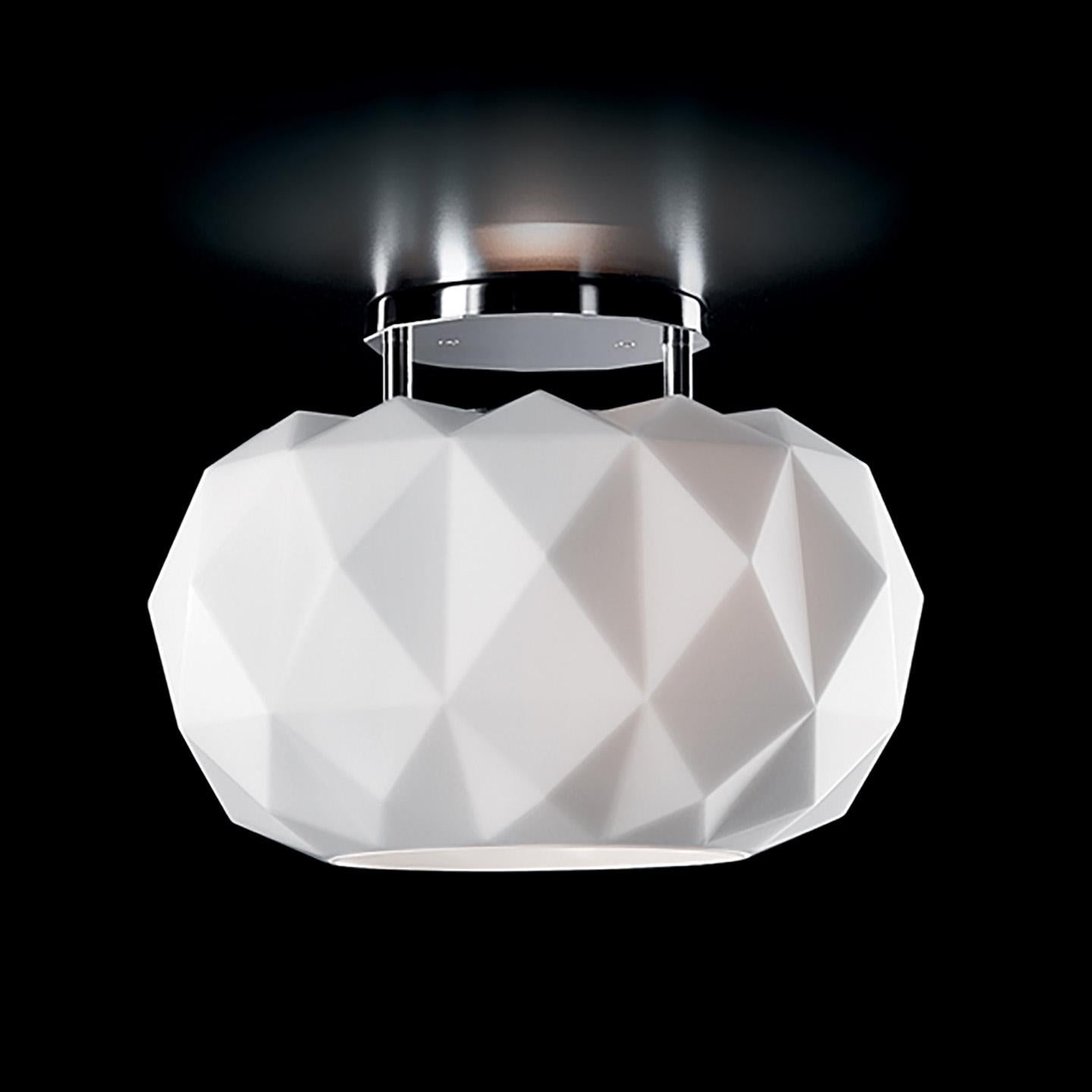 Leucos Deluxe PL 35 LED Flush Mount in Satin White and Chrome by Archirivolto