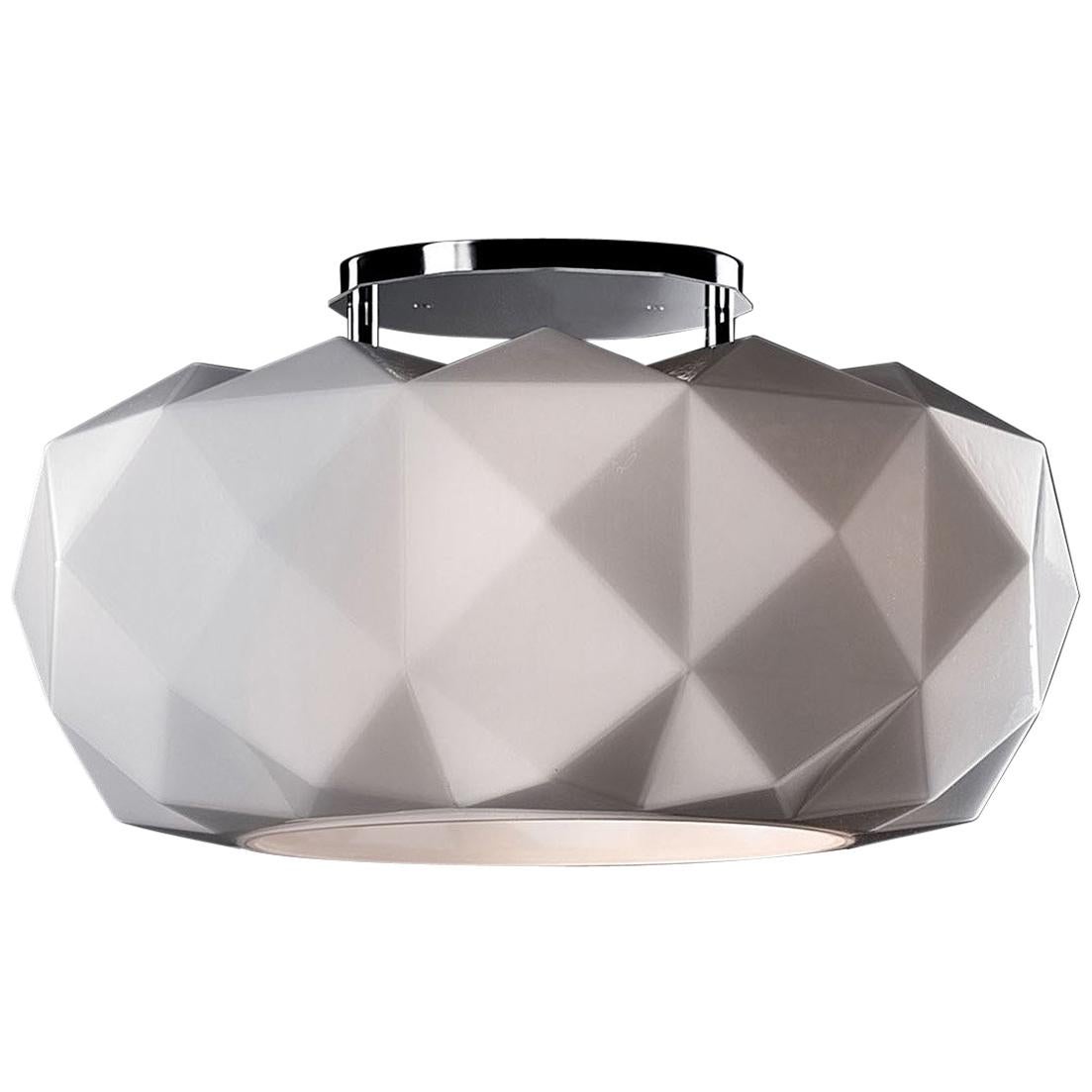 Modern Leucos Deluxe PL 50 LED Flush Mount in Satin White and Chrome by Archirivolto For Sale