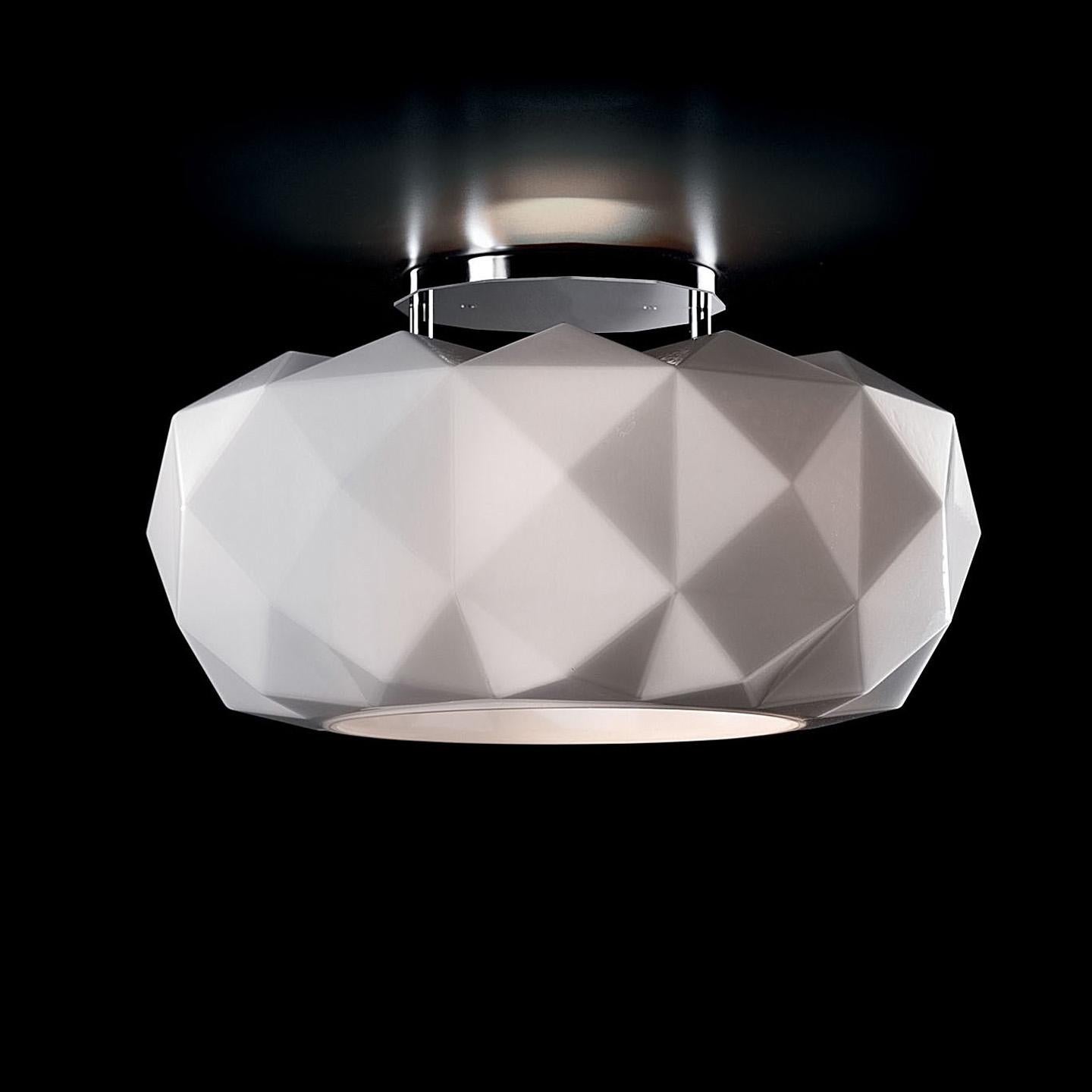 Leucos Deluxe PL 50 LED Flush Mount in Satin White and Chrome by Archirivolto For Sale