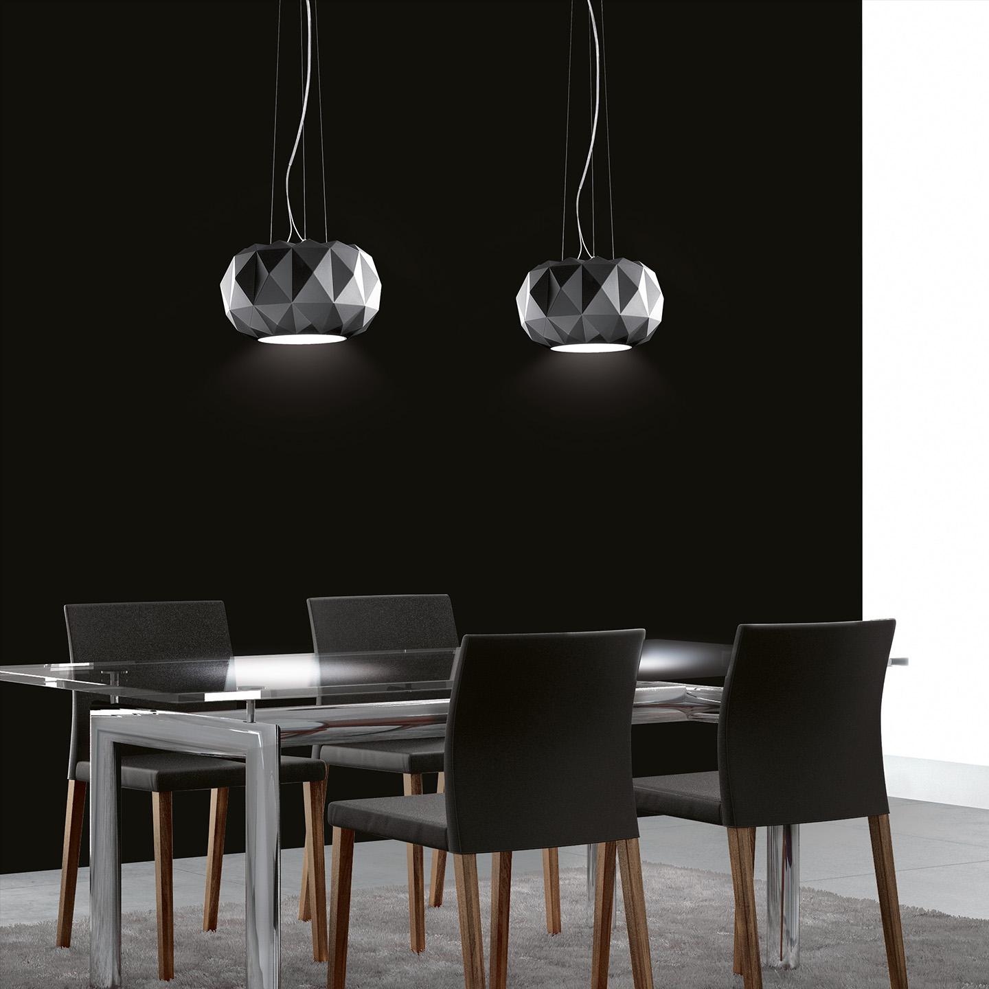 Modern Leucos Deluxe S 35 LED Pendant Light in Matte Black and Chrome by Archirivolto For Sale