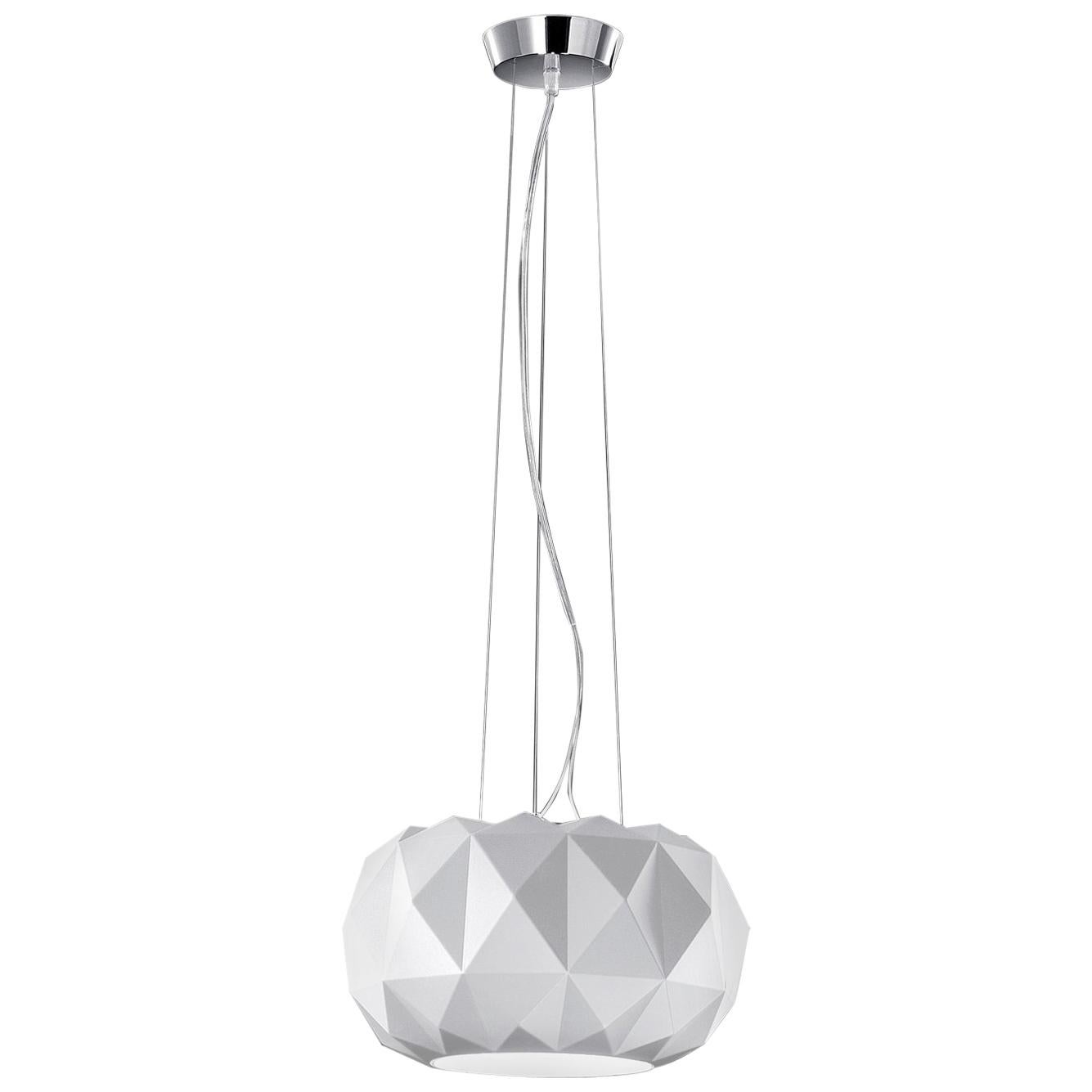 Moderne Lampe à suspension Leucos Deluxe S 35 en blanc satiné et chrome par Archirivolto en vente