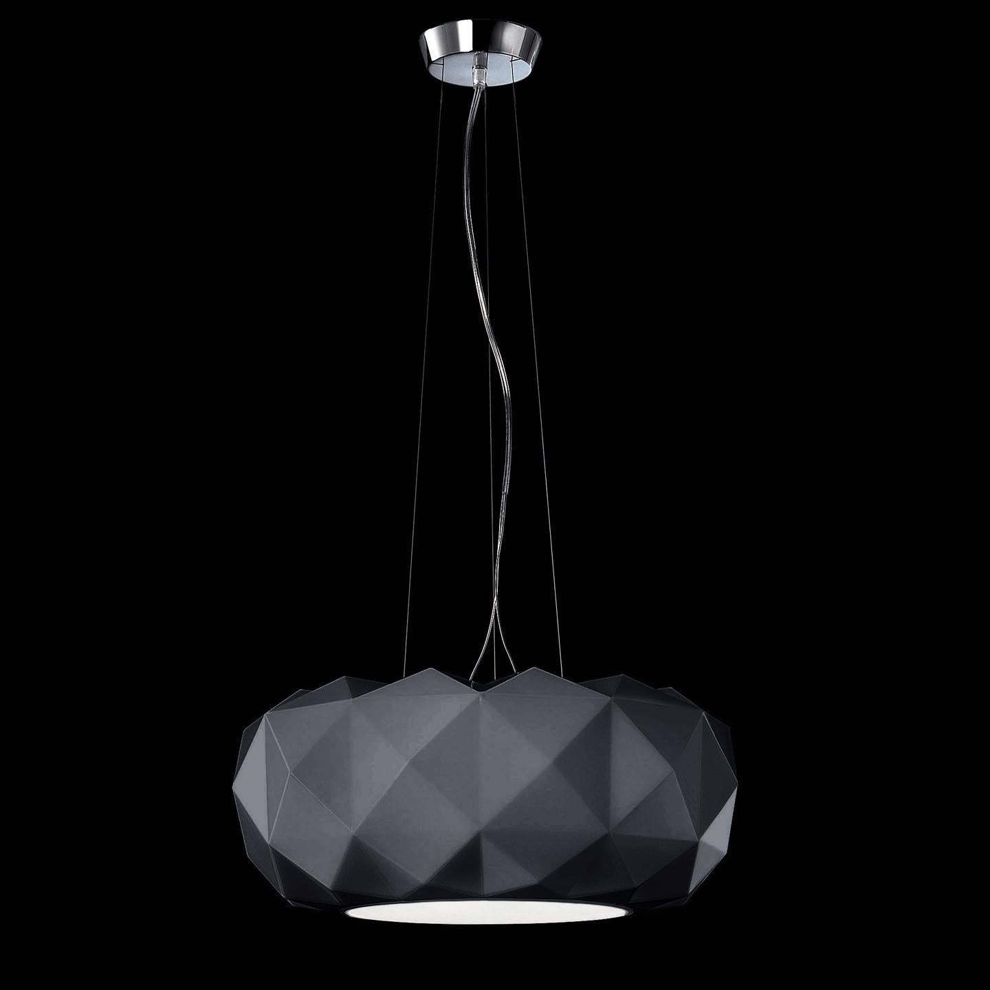 Leucos Deluxe S 50 LED Pendant Light in Matte Black and Chrome by Archirivolto For Sale