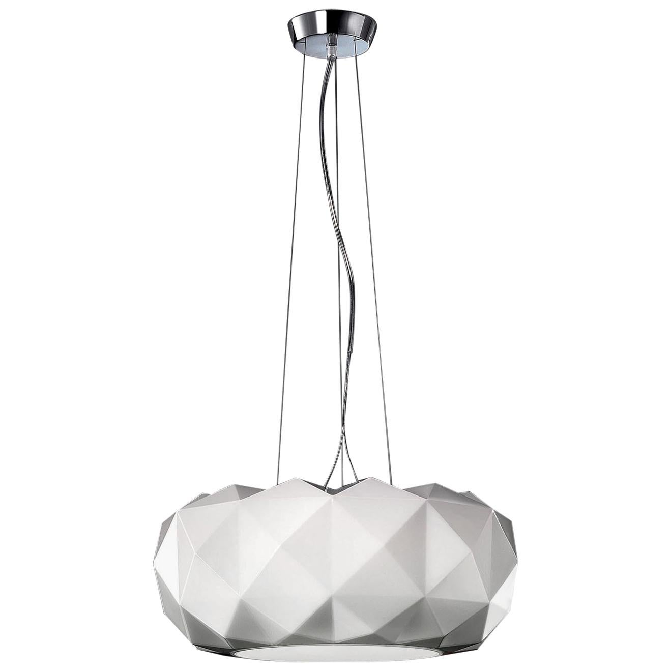 Modern Leucos Deluxe S 50 Pendant Light in Satin White and Chrome by Archirivolto For Sale