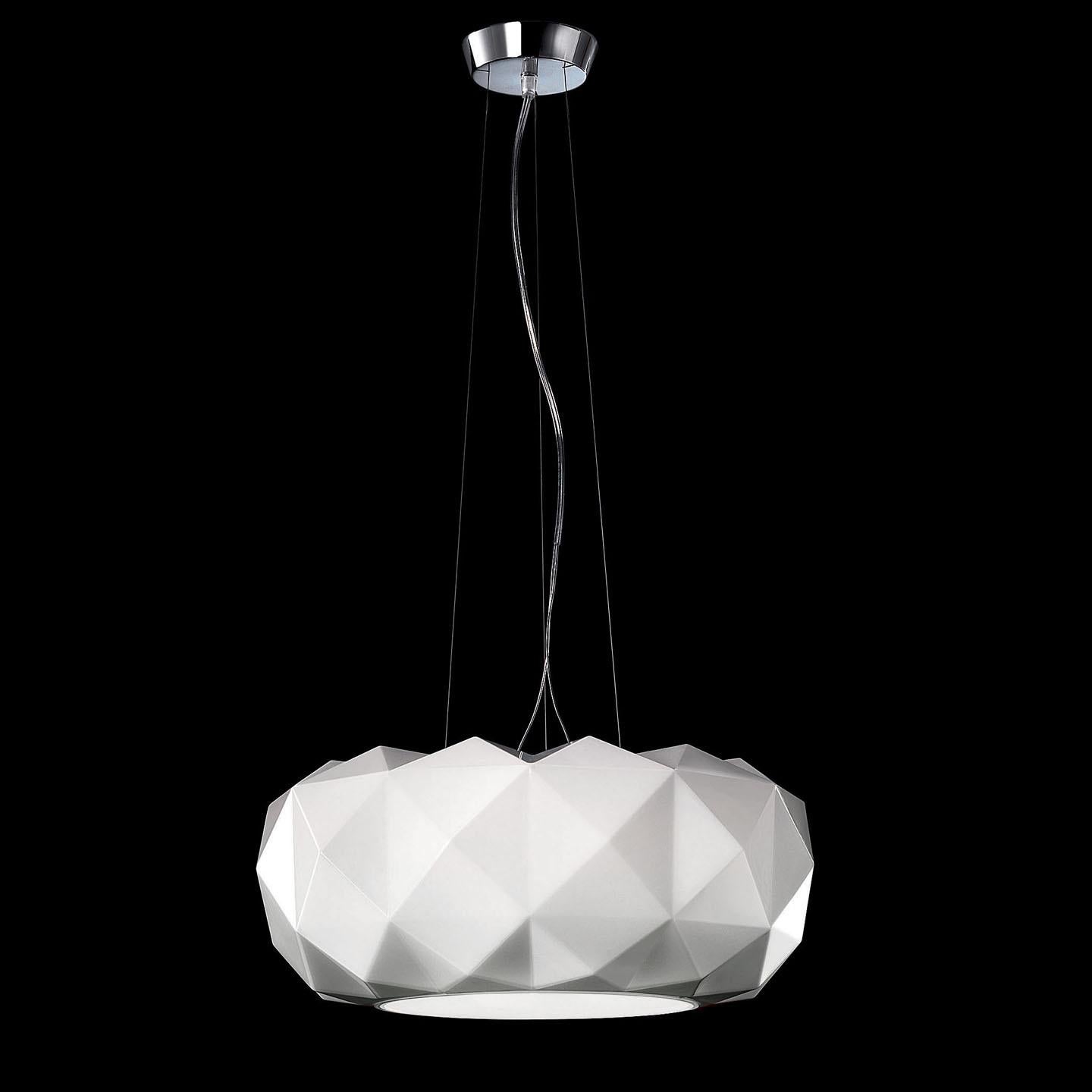 Leucos Deluxe S 50 Pendant Light in Satin White and Chrome by Archirivolto For Sale