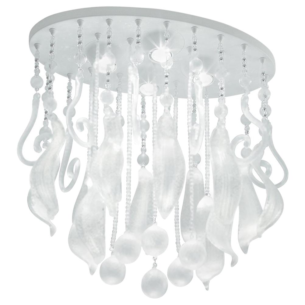 Modern Leucos Elysee PL 60 Ceiling Light in Crystal and White by Marina Toscano