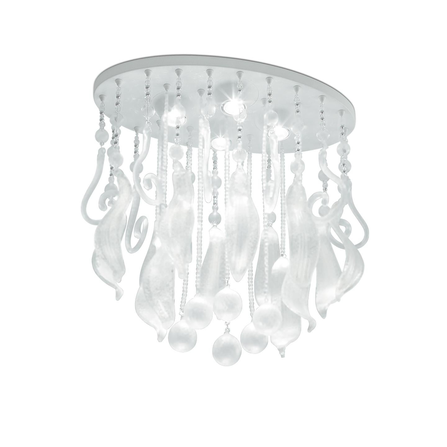 Leucos Elysee PL 60 Ceiling Light in Crystal and White by Marina Toscano