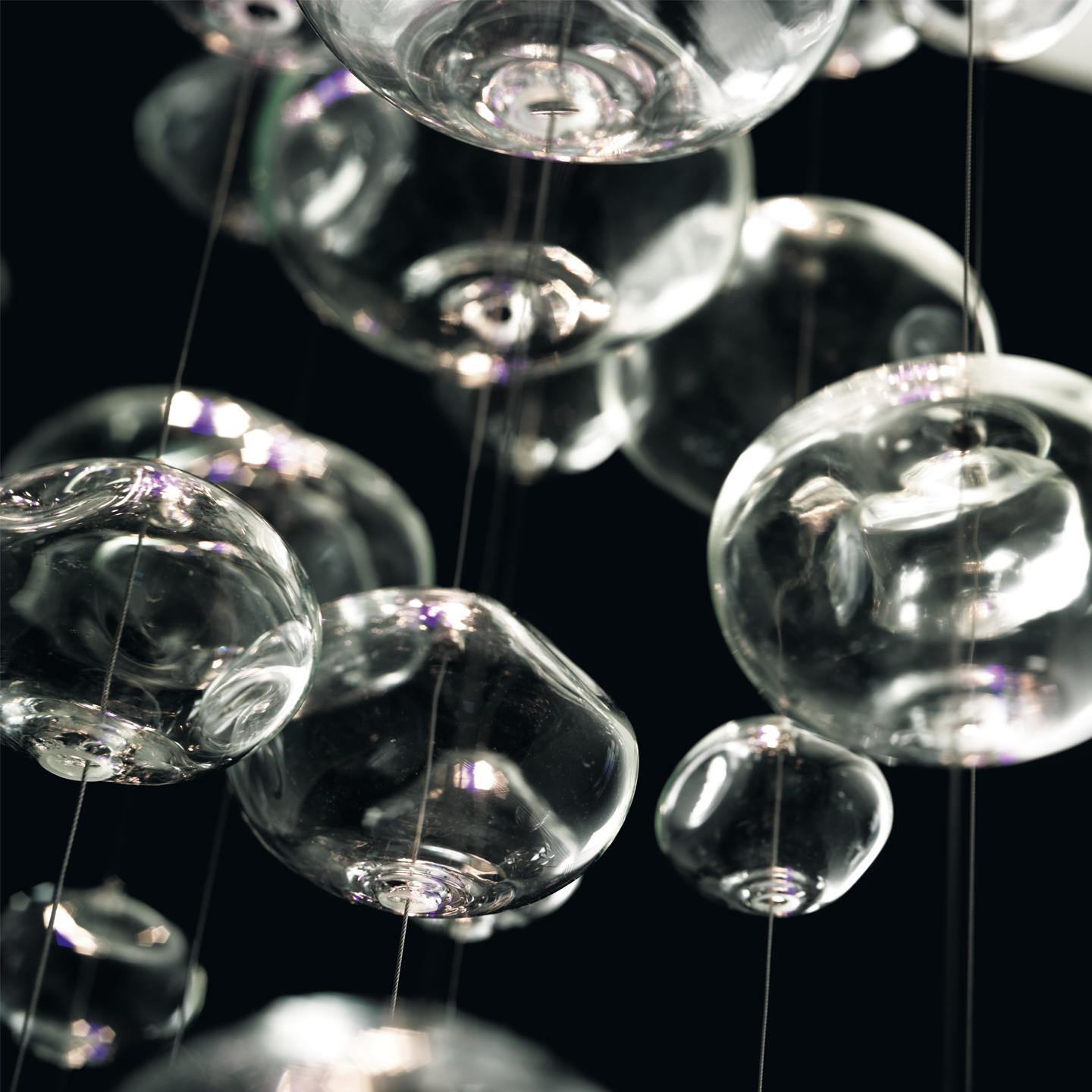 Modern Leucos Ether S 150 Chandelier in Transparent and Polished Steel by Patrick Jouin For Sale