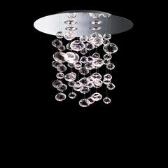 Leucos Ether S 90 Chandelier in Transparent and Polished Steel by Patrick Jouin