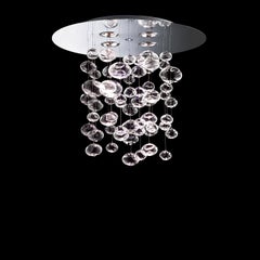Leucos Ether S 90 LED Chandelier in Clear and Polished Steel by Patrick Jouin