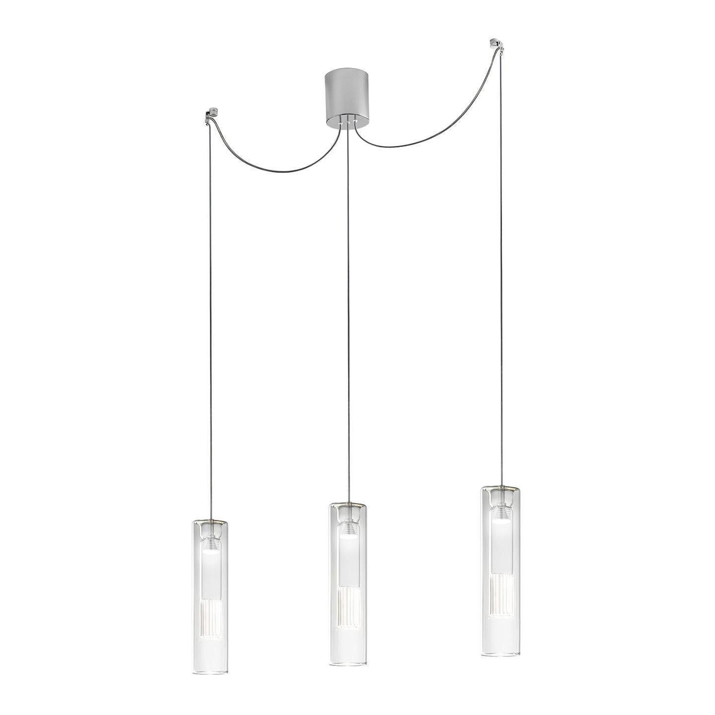 Leucos Fairy S C-D3 LED Multipoint Pendant Light in Transparent and Chrome For Sale
