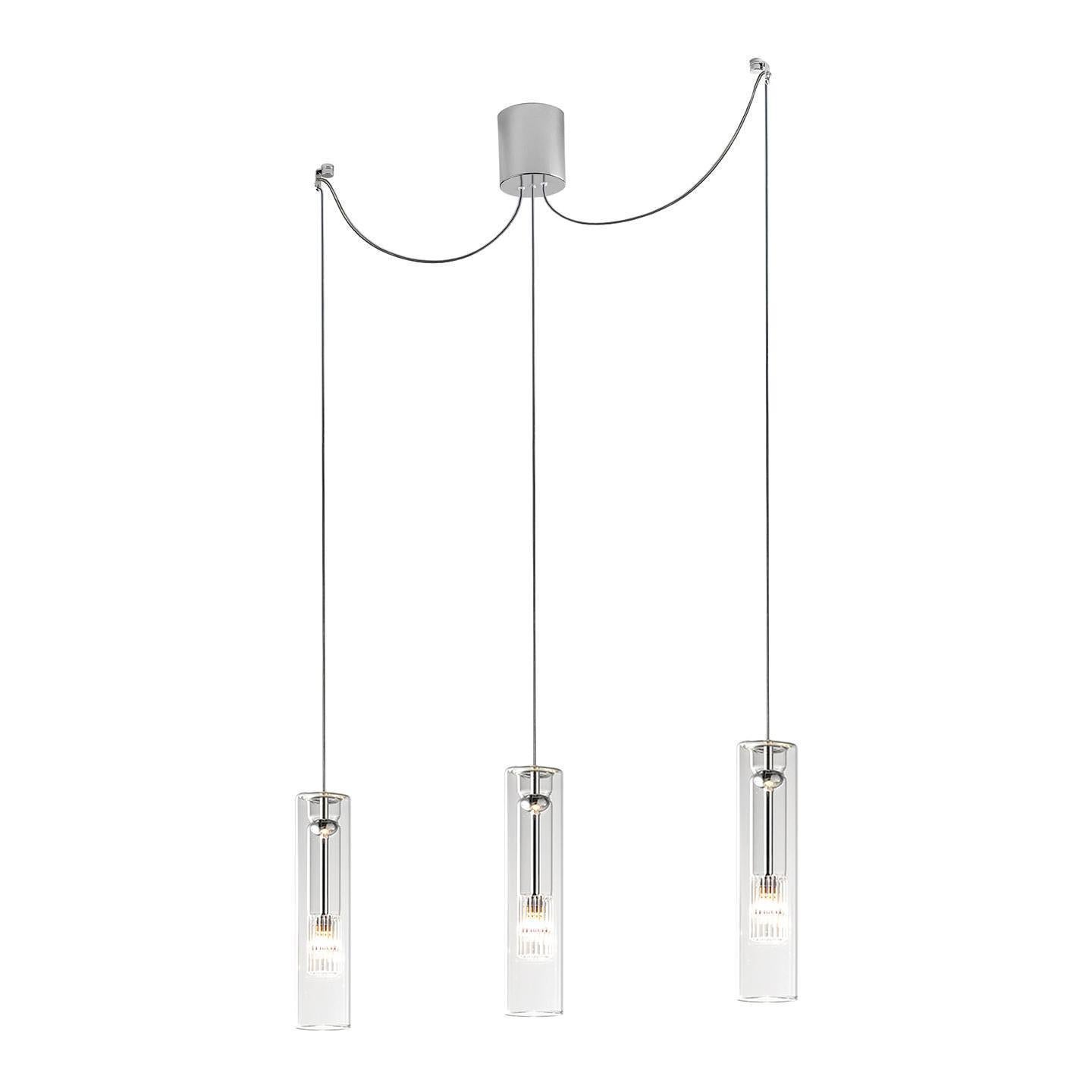 Leucos Fairy S C-D3 Multipoint Pendant in Clear and Chrome For Sale