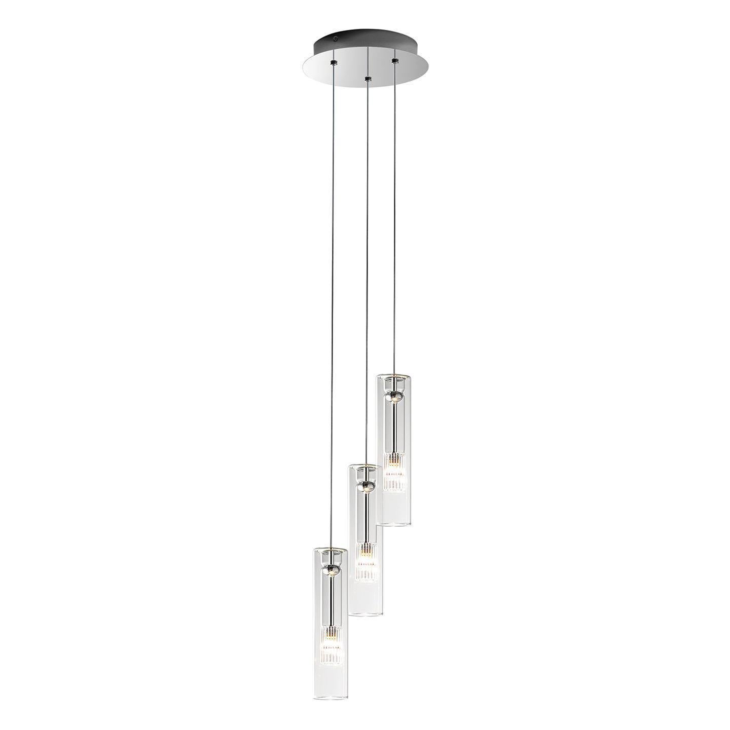 Leucos Fairy S C-R3 Multipoint Pendant Light in Transparent and Chrome For Sale