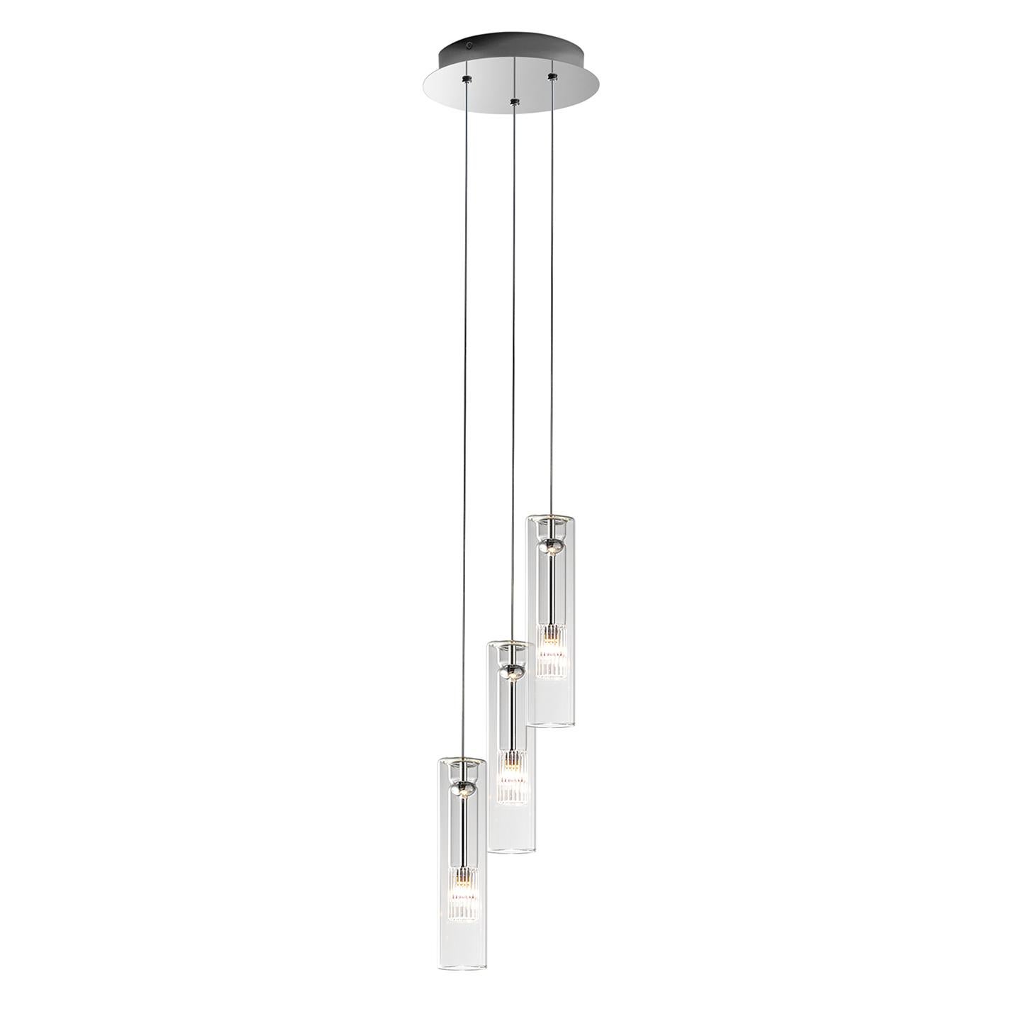 Designed by Toso, Massari & Associates with G. Toso, the Fairy (2009) is a clever design made from a simple borosilicate shape that folds into itself to create a beautiful ribbed core. Fairy was updated in 2017 to include four new metallic color