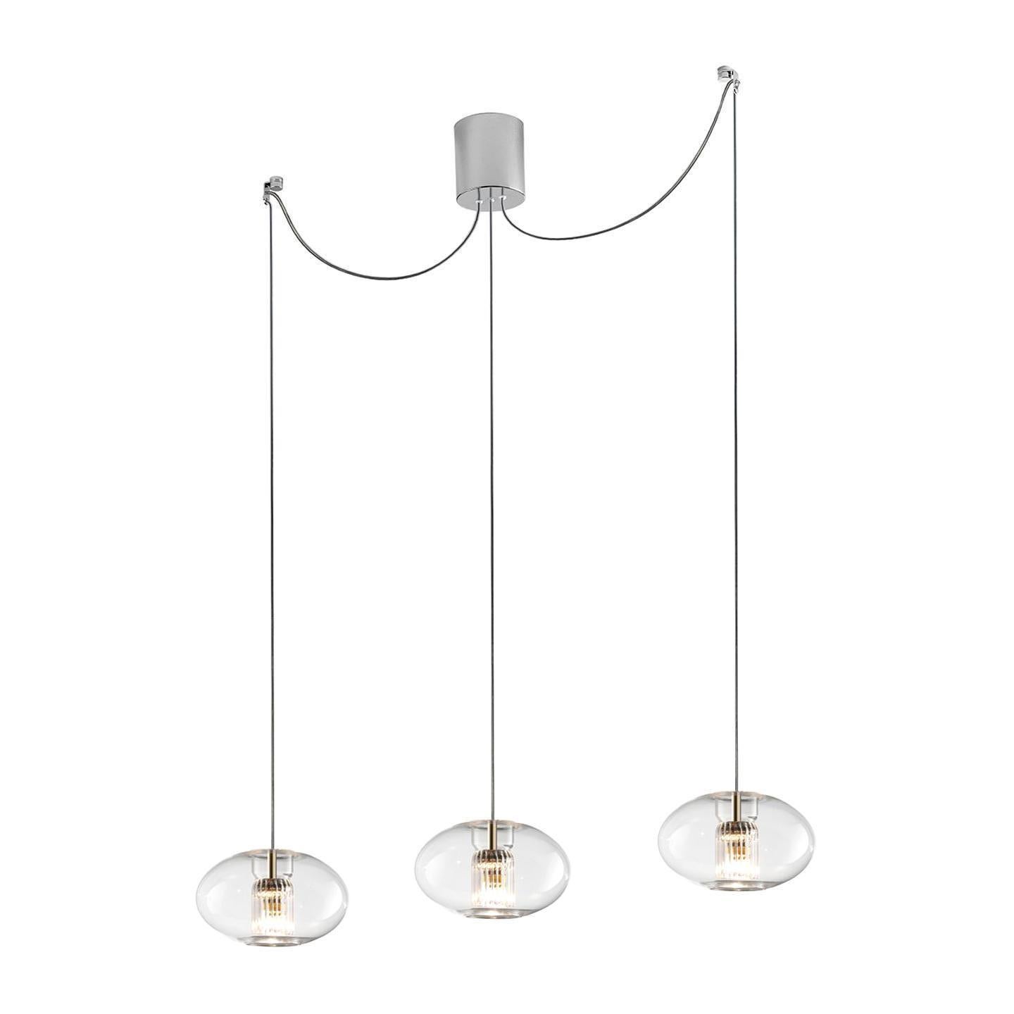 Leucos Fairy S G-D3 Multipoint Pendant Light in Transparent and Chrome