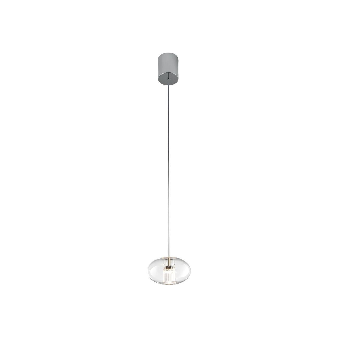 Leucos Fairy S G LED Pendant Light in Transparent and Chrome For Sale