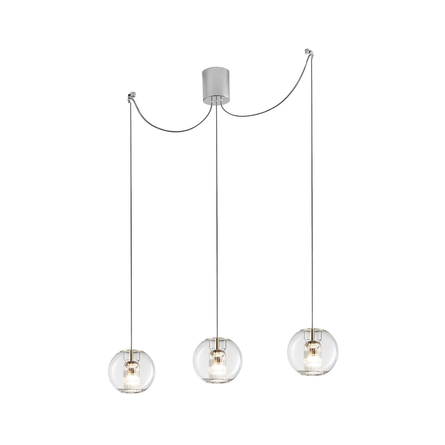 Leucos Fairy S S-D3 Multipoint Pendant Light in Transparent and Chrome For Sale