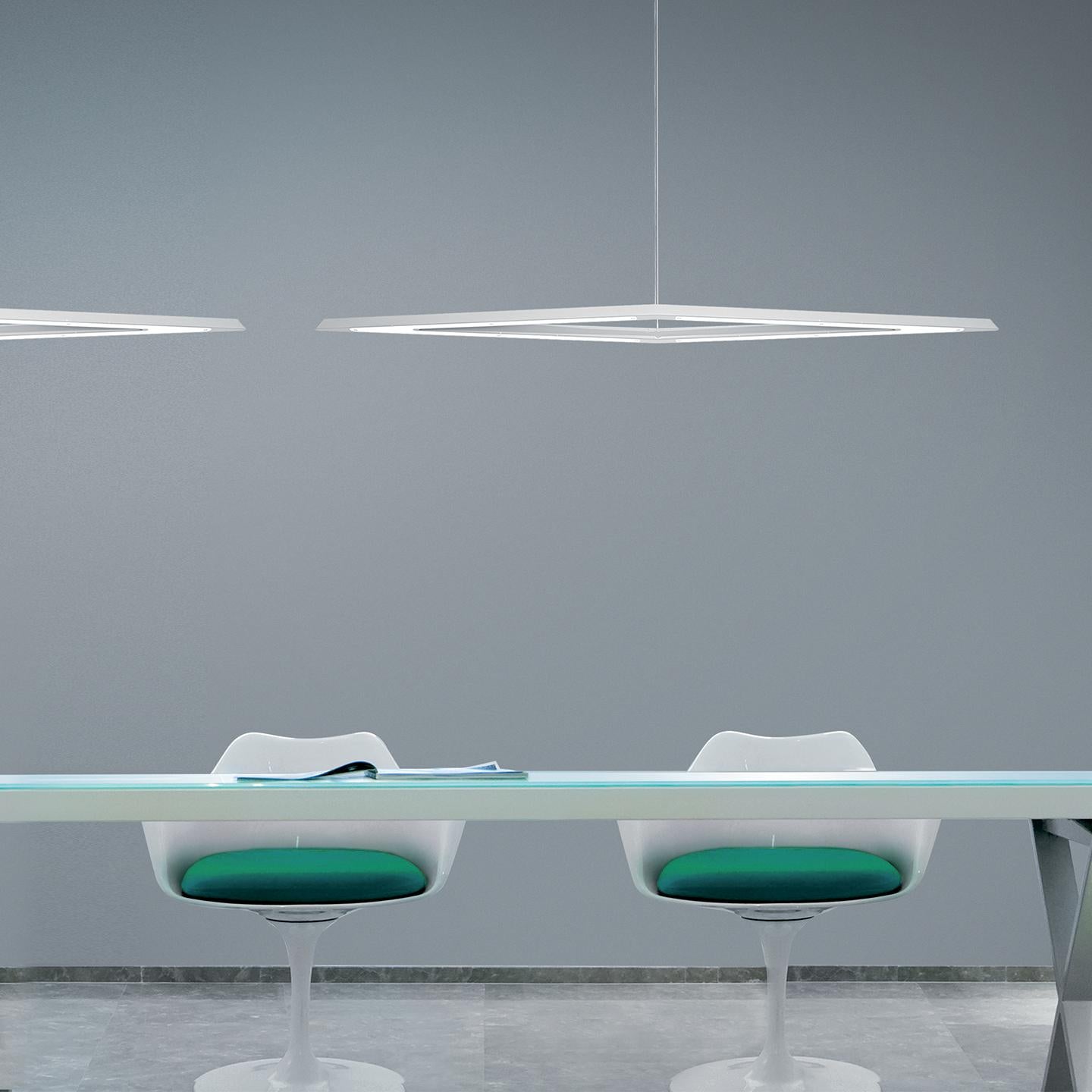 Modern Leucos Flecha S LED Pendant Light in Clear and Glossy White by Jorge Pensi