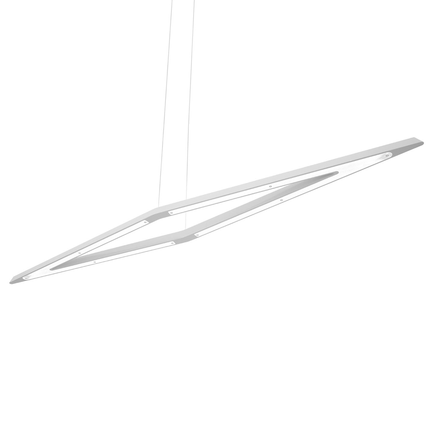 Slim and sleek, Flecha pendant was designed by Jorge Pensi with a distinctive silhouette that effortlessly floats light. Flecha uses micro-prismatic diffusers to soften the light and create excellent lighting for working or reading. The Flecha