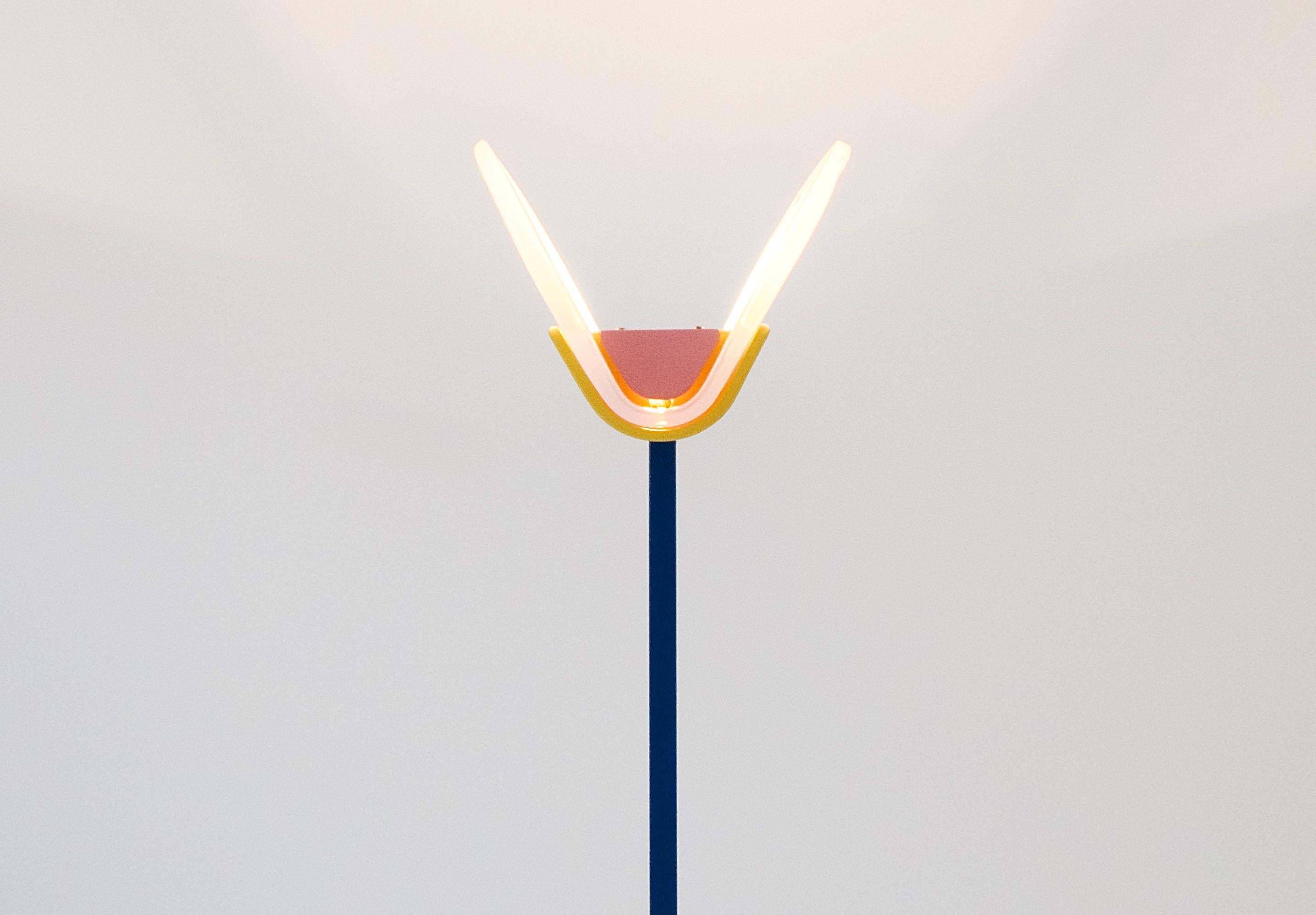 Leucos Floor Lamp with Vetri Murano Glass Shade Customized in Memphis Colors 7