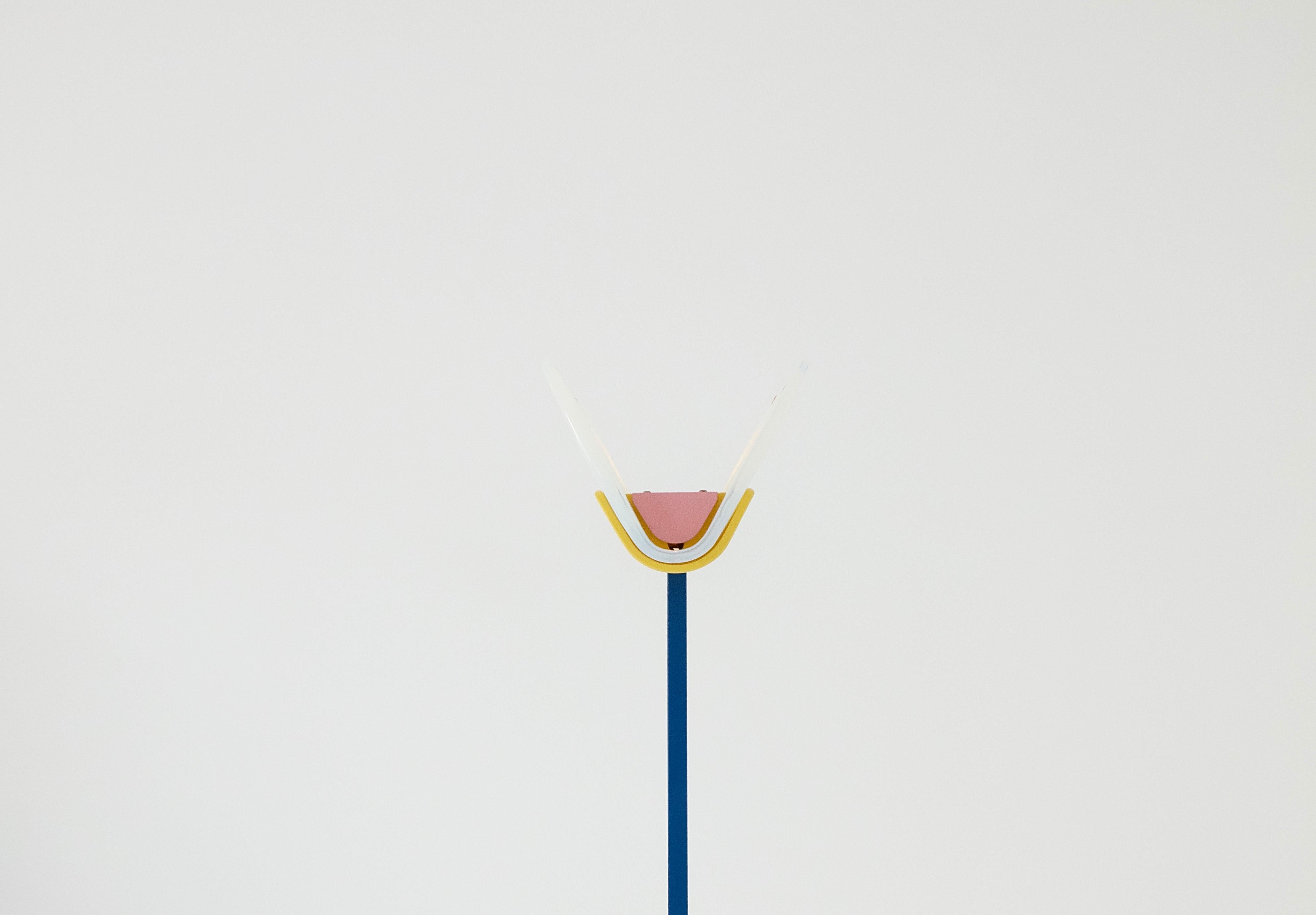 Leucos Floor Lamp with Vetri Murano Glass Shade Customized in Memphis Colors 9
