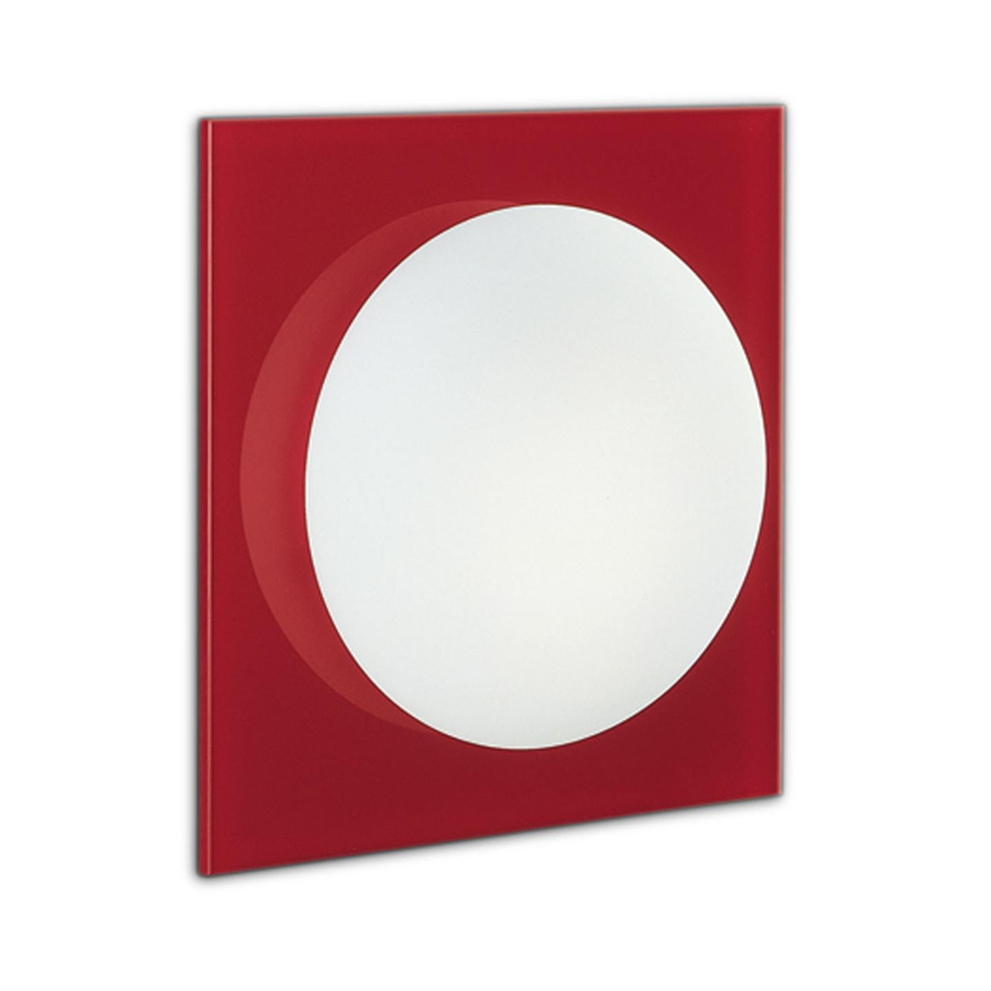 Leucos Gio P-PL 40 Wall Sconce in Satin White and Red by Michele Sbrogiò