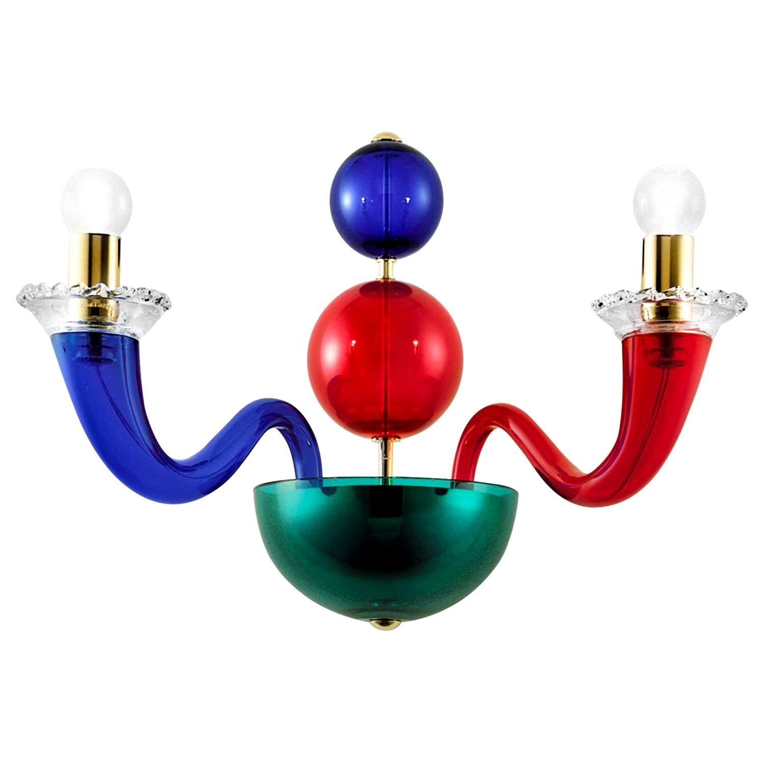Gio Ponti 2-Arm Wall Lamp by Venini, Multi-Color For Sale