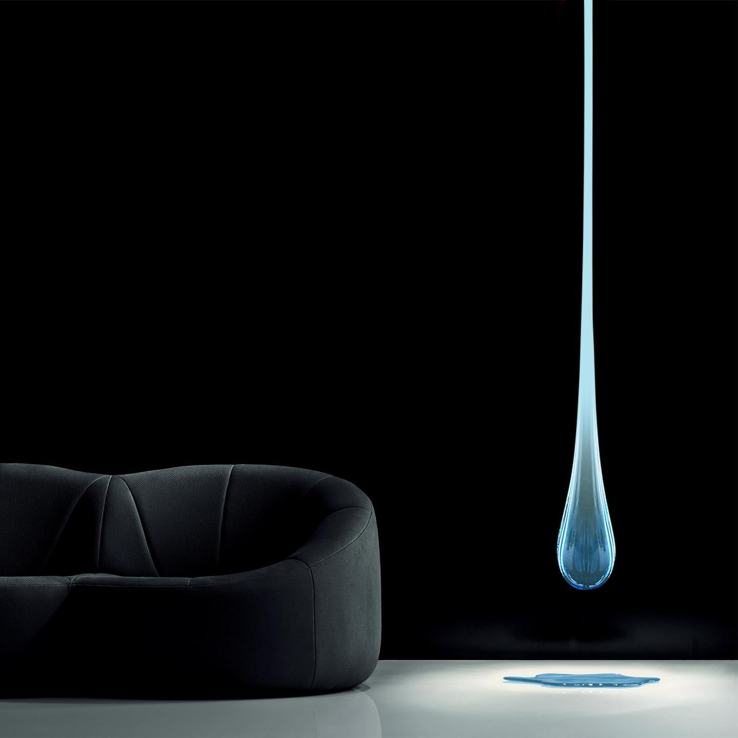 Modern Leucos Glo S 210 LED Pendant Light in Aquamarine and Chrome by Danilo De Rossi For Sale