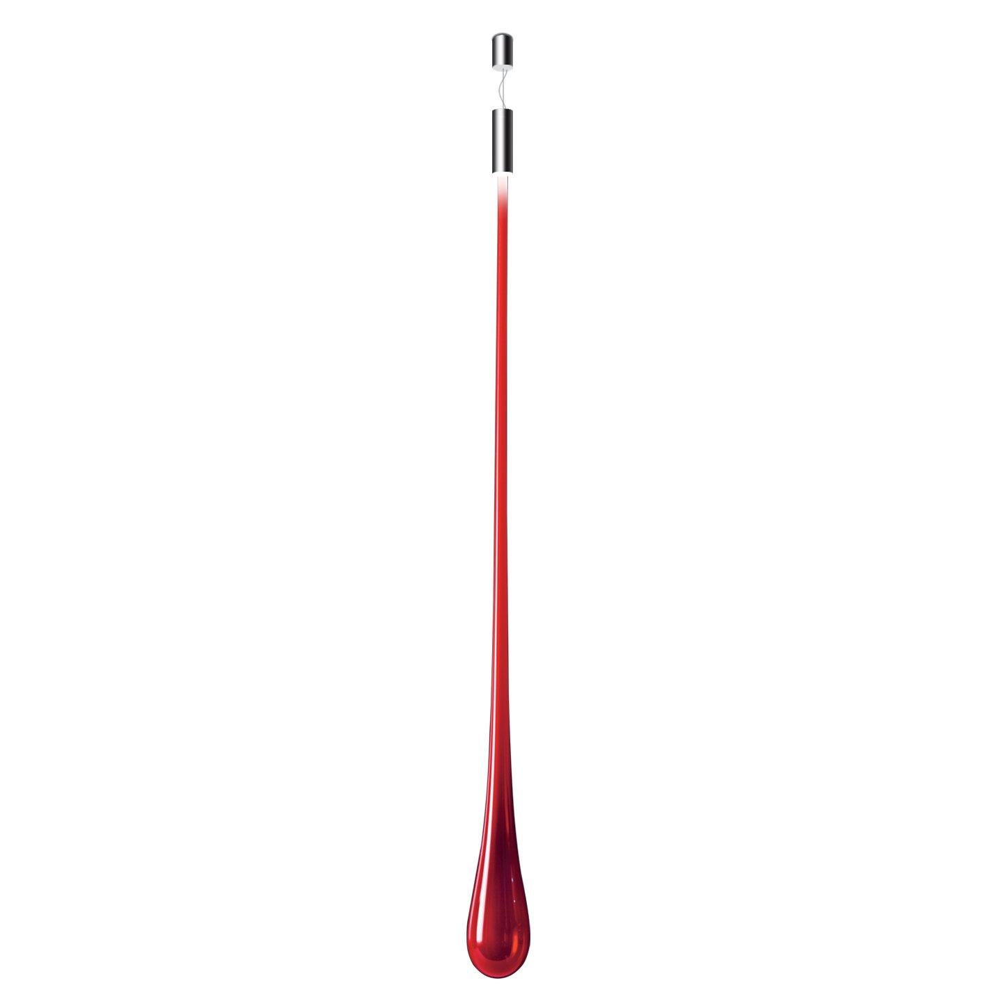 Leucos Glo S 210 LED Pendant Light in Red and Chrome by Danilo De Rossi For Sale