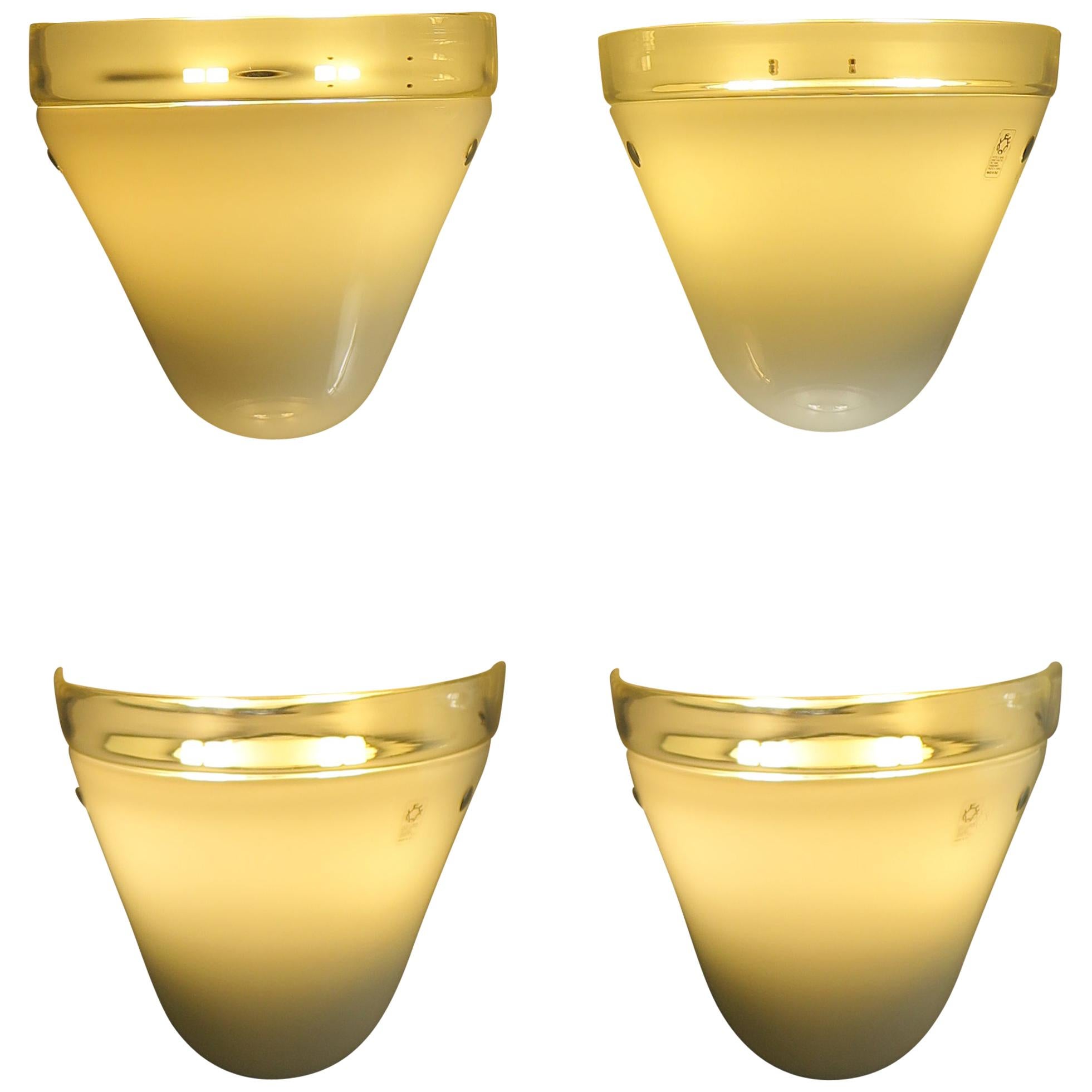 Leucos Italian Midcentury Murano Glass Sconces Wall Lamps, 1970s