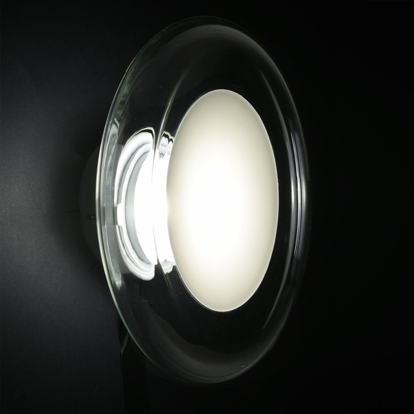 Italian Leucos Keyra P-PL 30 LED Flush Mount in Transparent and White by Roberto Paoli For Sale
