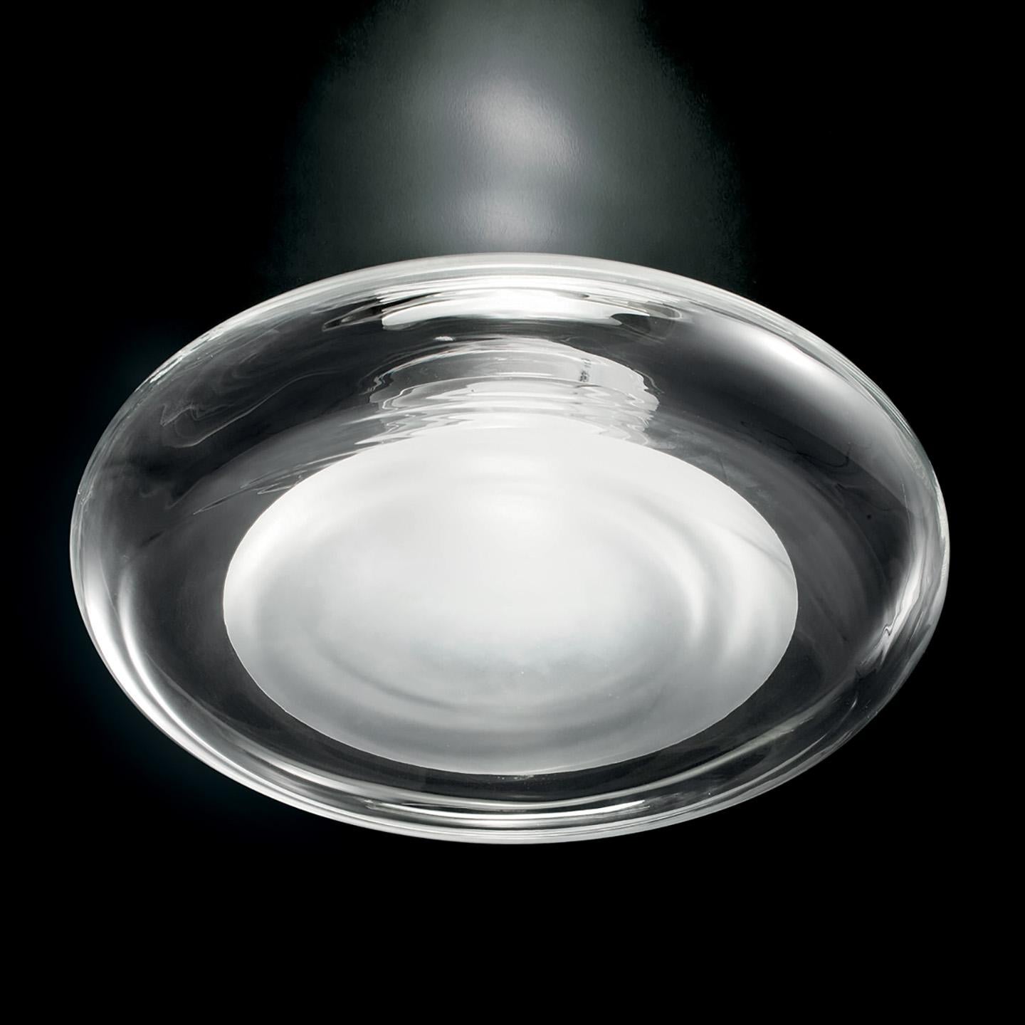 Italian Leucos Keyra P-PL 60 LED Flush Mount in Transparent and White by Roberto Paoli For Sale