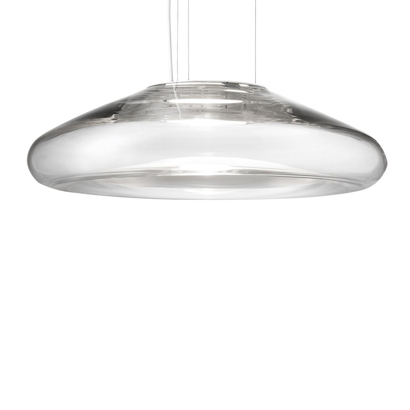 Modern Leucos Keyra S 30 LED Pendant Light in Transparent & White by Roberto Paoli For Sale