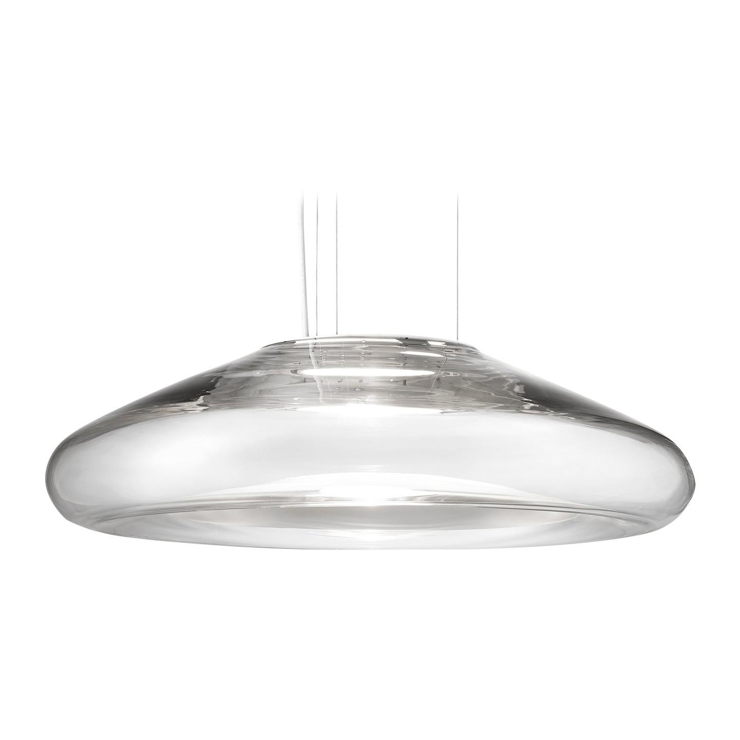 Leucos Keyra S 60 LED Pendant Light in Transparent and White by Roberto Paoli For Sale