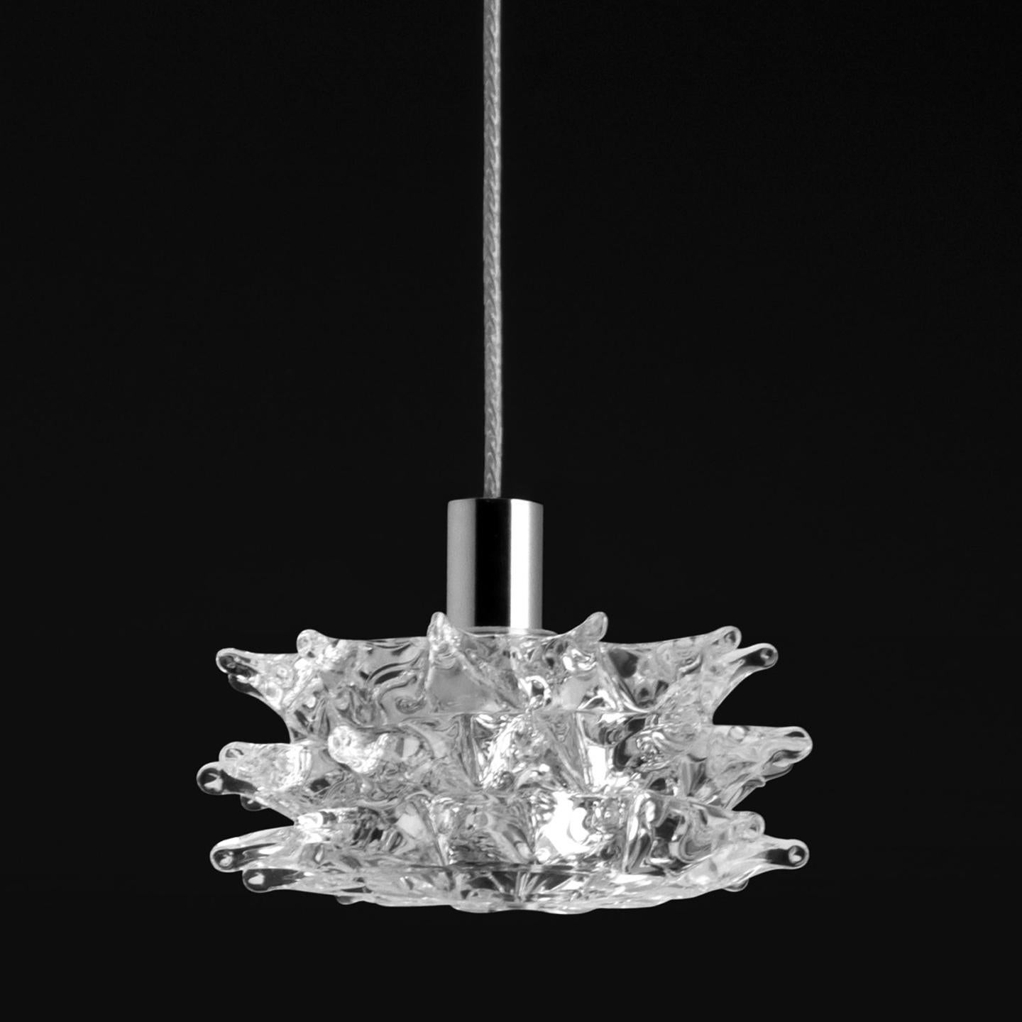 Modern Leucos Kuk S G9 Pendant Light in Transparent & Chrome by Paolo Crepax  For Sale