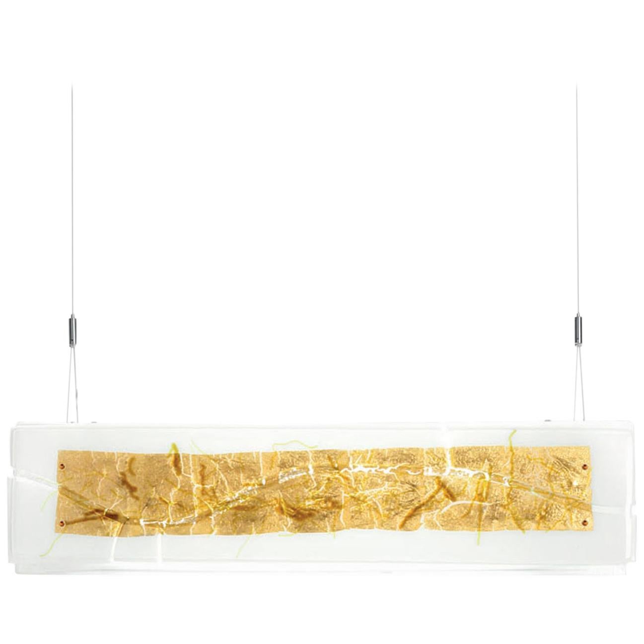 Leucos Laguna 75 Canal Pendant in Gold Leaf and White For Sale