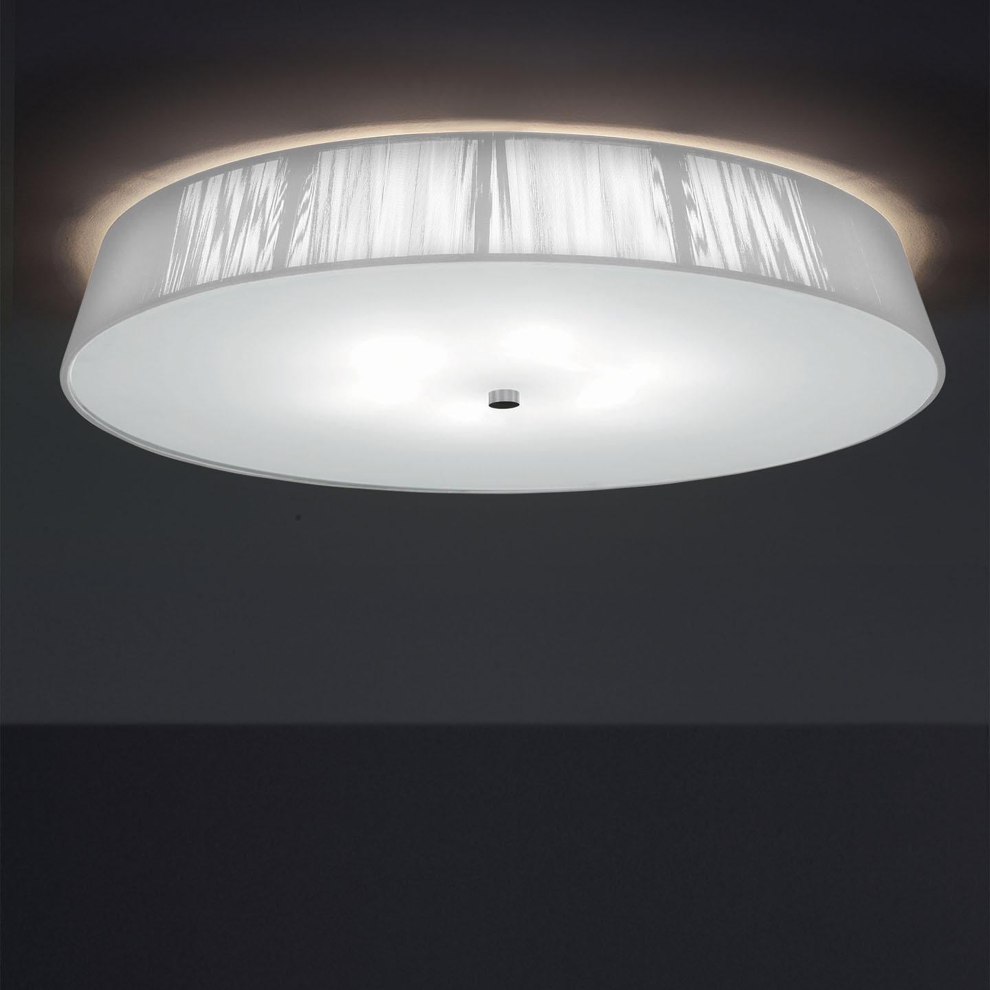 Modern Leucos Lilith PL 70 Flush Mount in White & Brushed Nickel by Design Lab For Sale