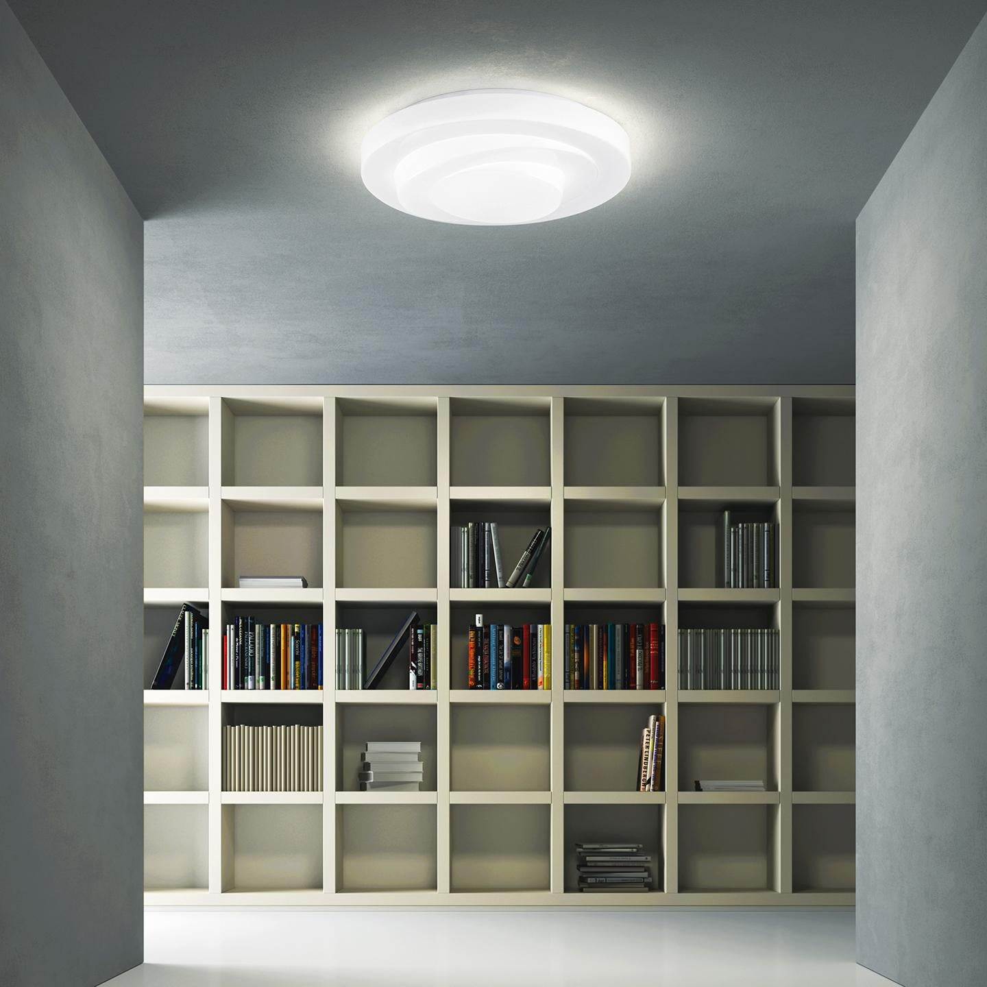 Italian Leucos Loop-Line LED Flush Mount in White by Toso, Massari & Assoc. with G. Toso For Sale