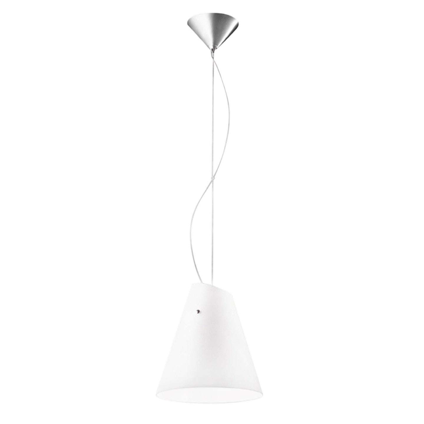 Modern Leucos Micene S 25 Cone Pendant in White & Nickel by Toso, Massari & Associates