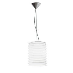 Leucos Modulo S Cylinder Pendant in White & Nickel by Toso, Massari & Associates