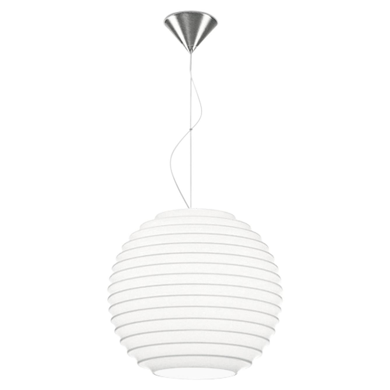 Modern Leucos Modulo S Sphere Pendant in White and Nickel by Toso, Massari & Associates For Sale