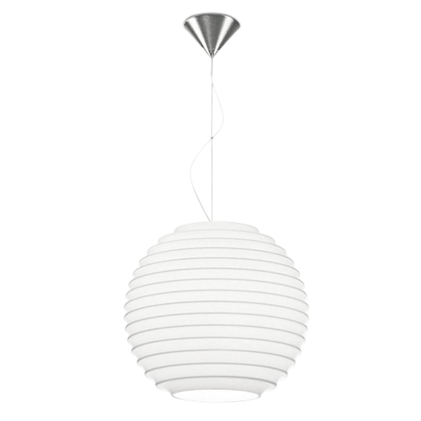 Leucos Modulo S Sphere Pendant in White and Nickel by Toso, Massari & Associates For Sale