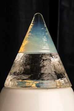 Leucos "Montagna" Lámpara de sobremesa de cristal de Murano, Italia Años 80