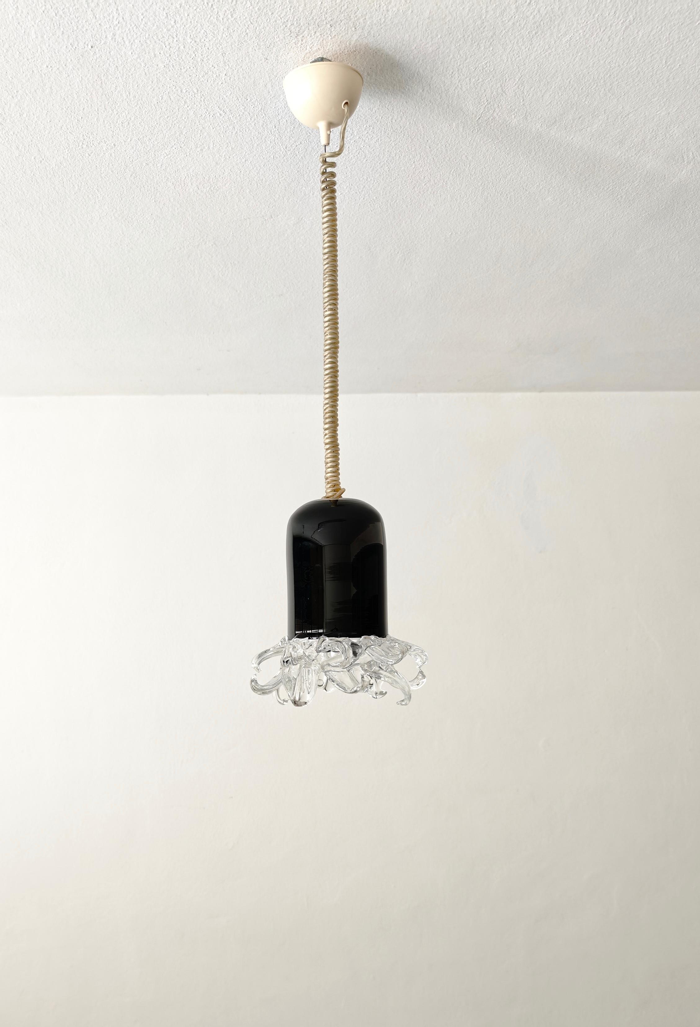 Lampada a sospensione in vetro di Murano Leucos Design Italia anni '70 Mid-Century Modern in vendita 4