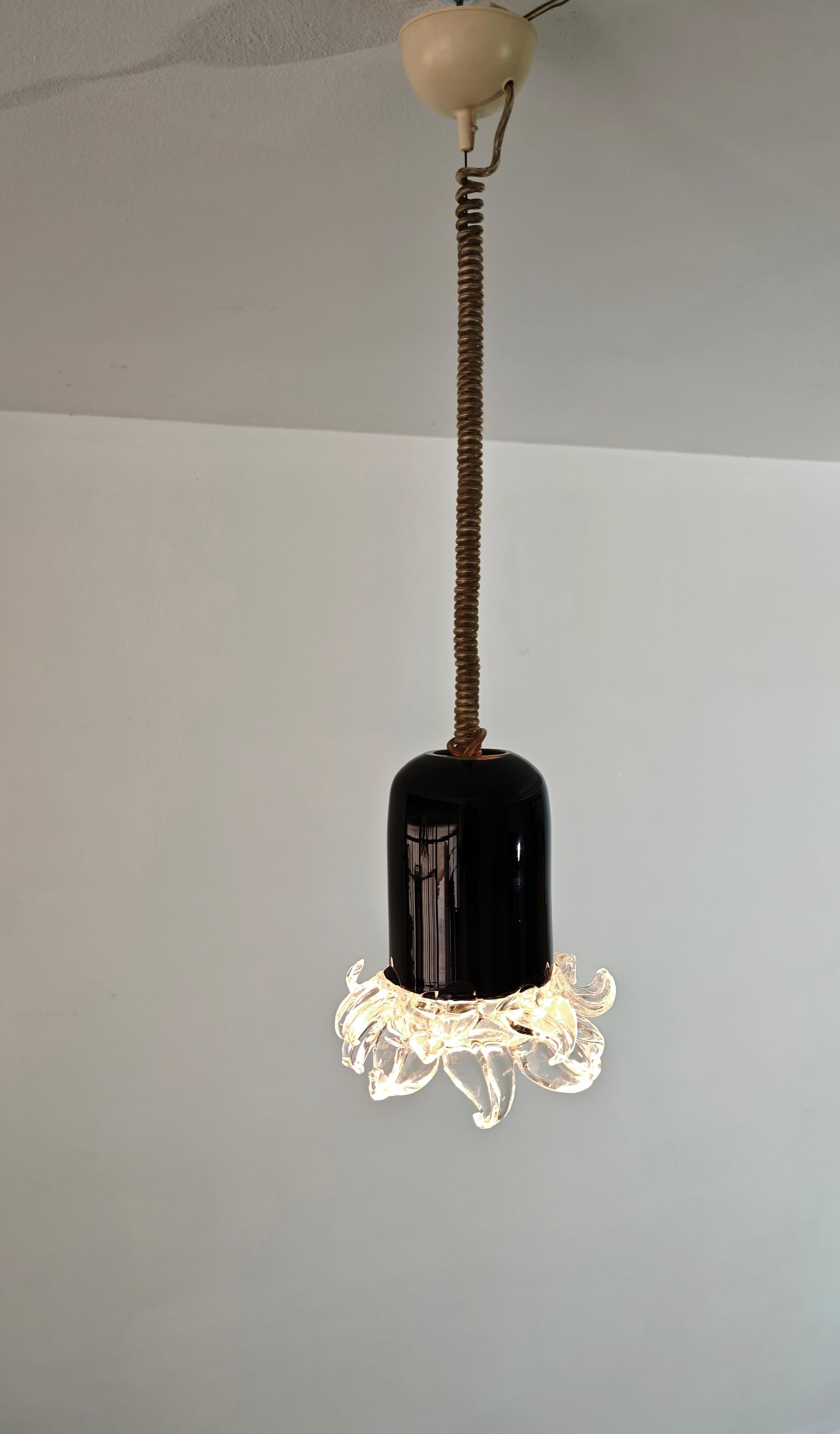 Lampada a sospensione in vetro di Murano Leucos Design Italia anni '70 Mid-Century Modern in vendita 5