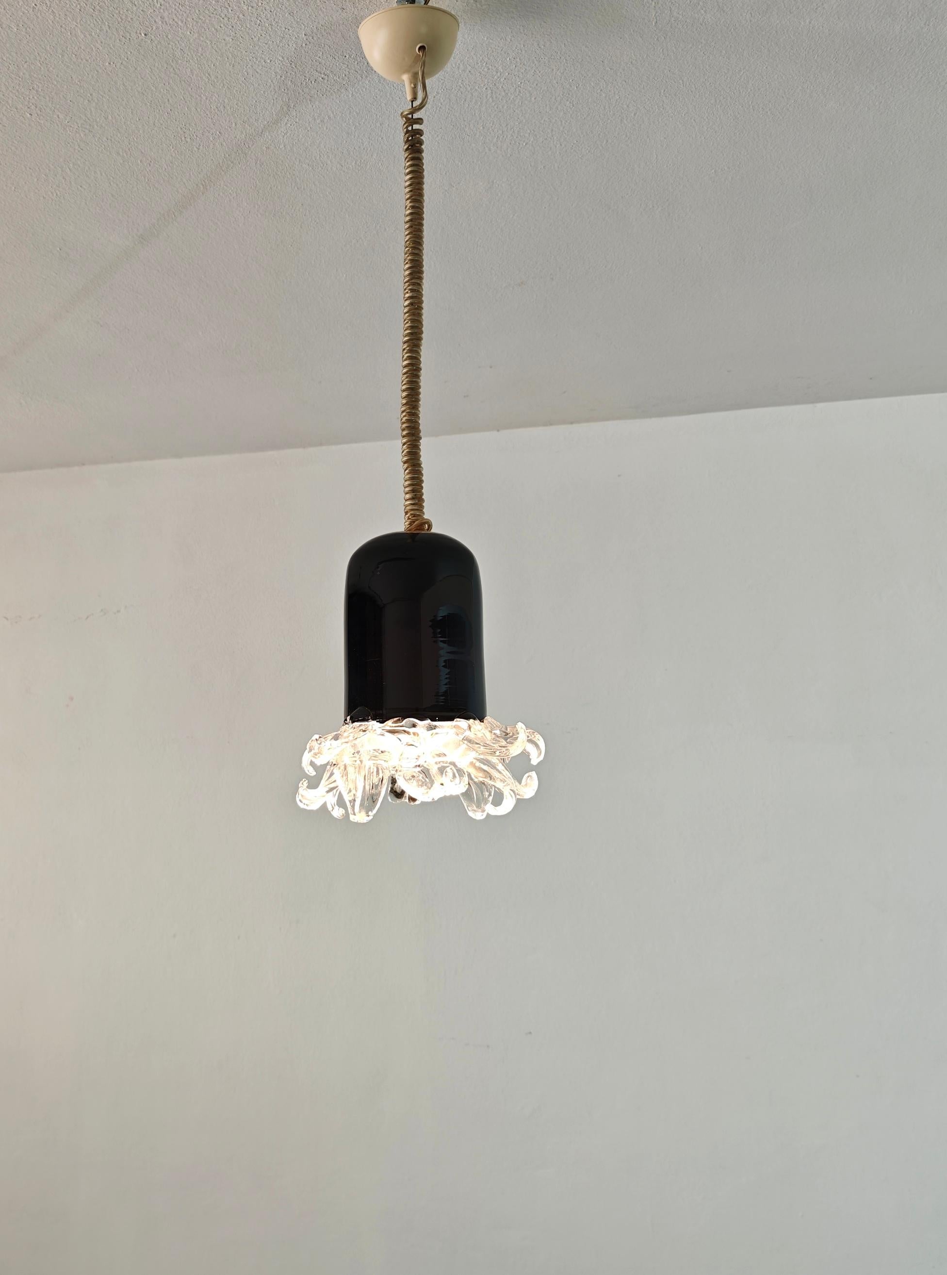 Lampada a sospensione in vetro di Murano Leucos Design Italia anni '70 Mid-Century Modern in vendita 11
