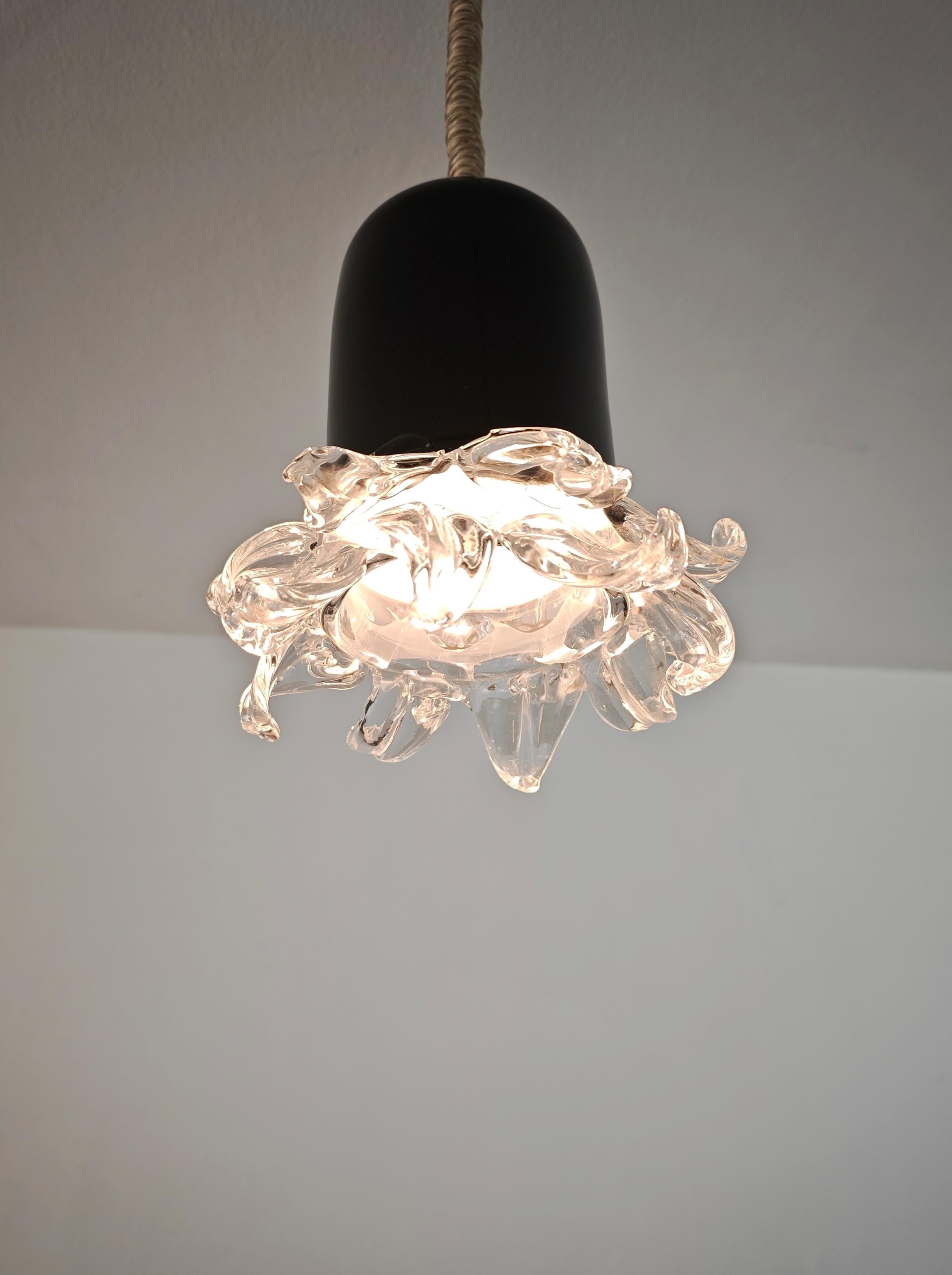 Lampada a sospensione in vetro di Murano Leucos Design Italia anni '70 Mid-Century Modern in vendita 12