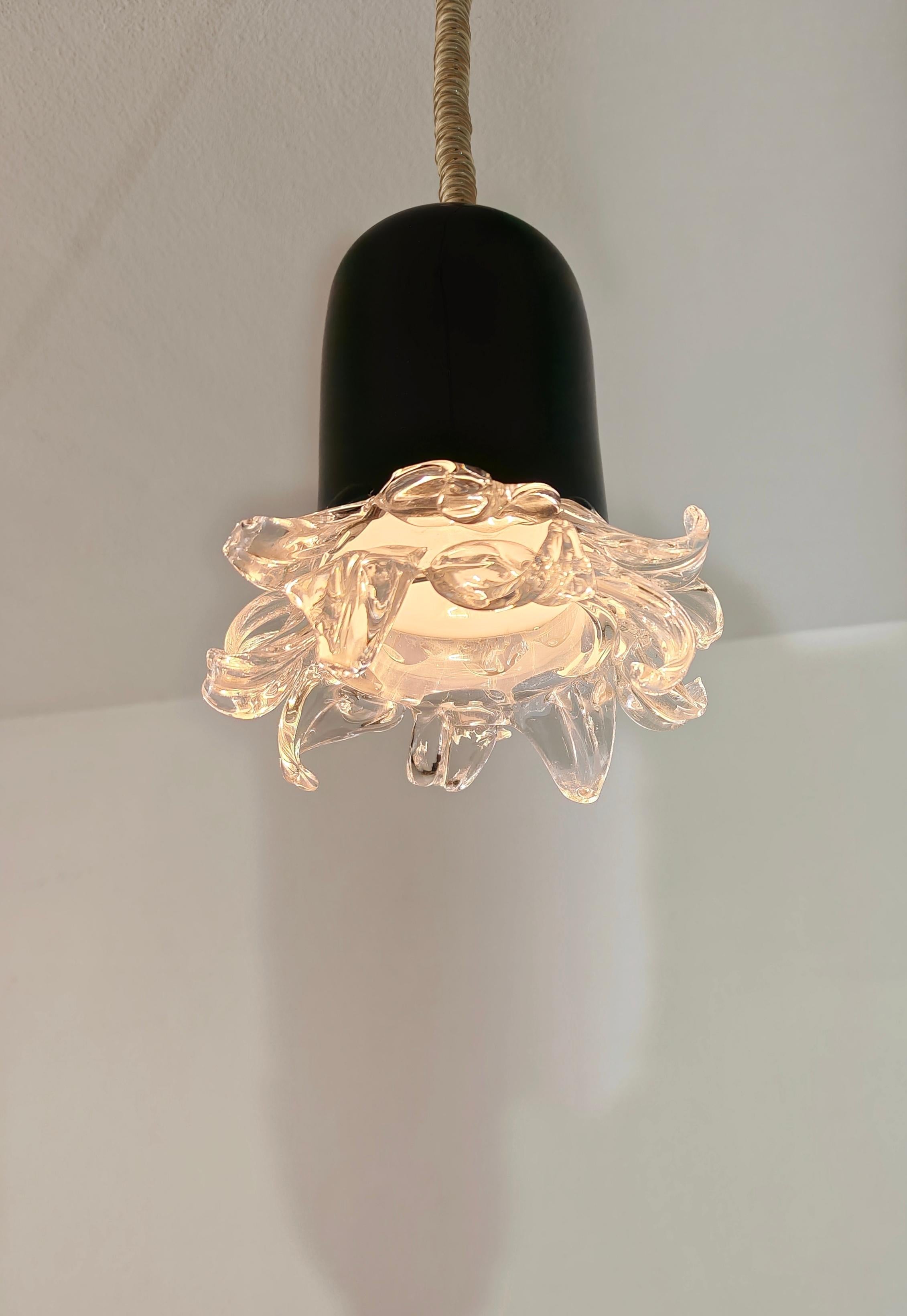 XX secolo Lampada a sospensione in vetro di Murano Leucos Design Italia anni '70 Mid-Century Modern in vendita