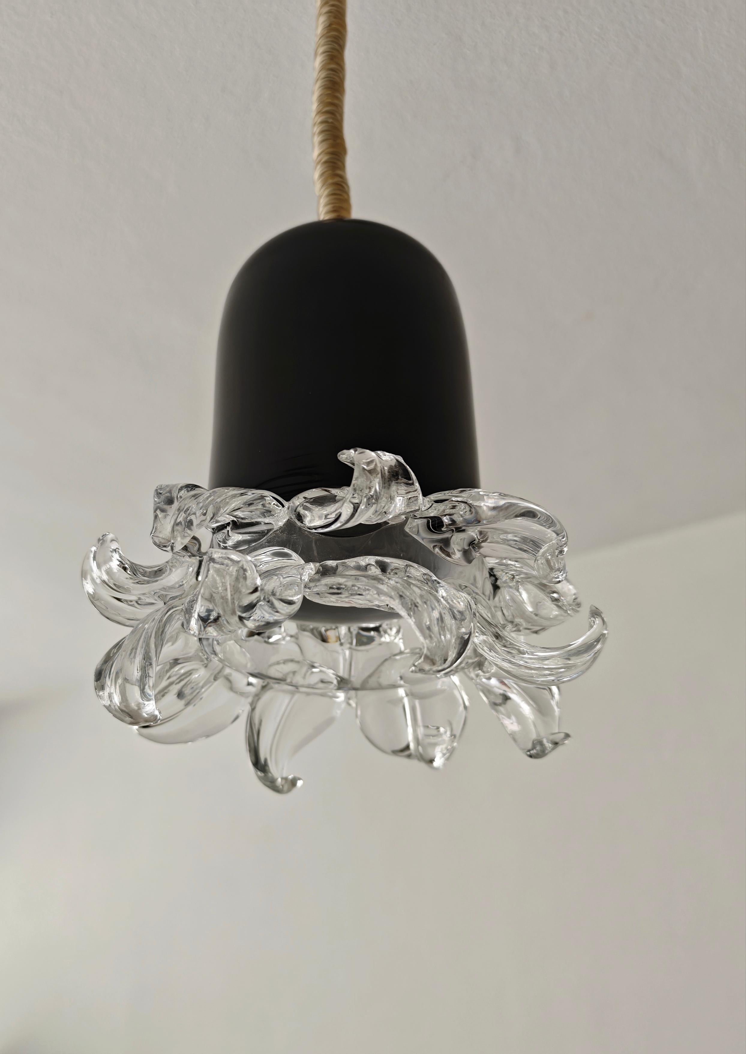 Lampada a sospensione in vetro di Murano Leucos Design Italia anni '70 Mid-Century Modern in vendita 1